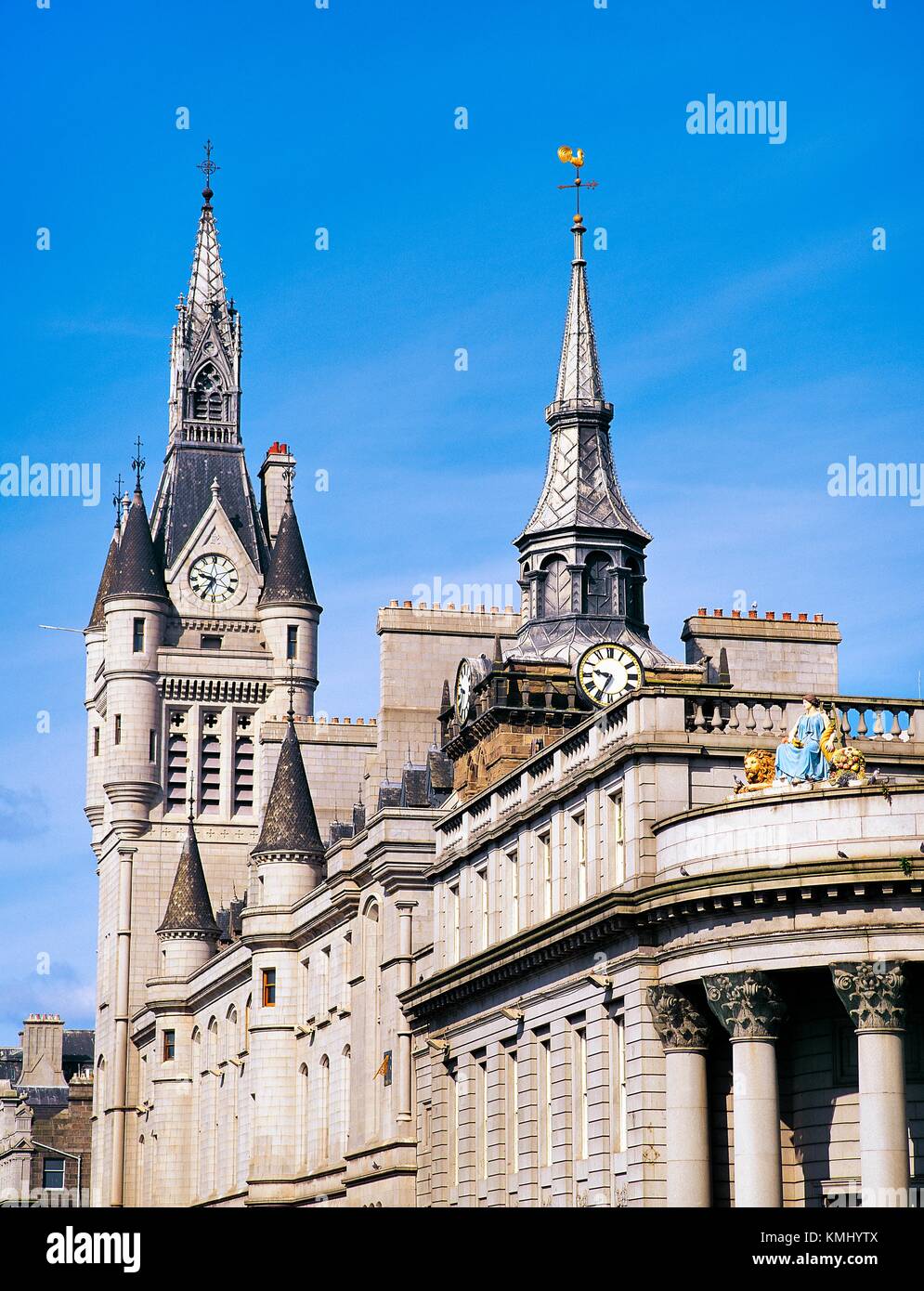 Das Stadthaus mit dem fürstlichen Handschrift Uhrturm an der Union Street im Stadtzentrum von Aberdeen, Grampian, Schottland, UK Stockfoto