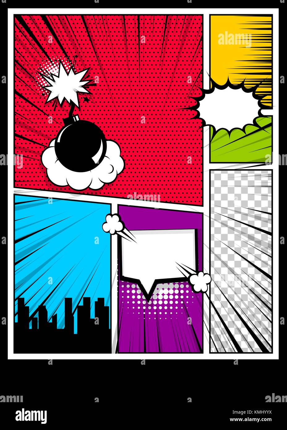 Farbe comics Buch Cover vertikale Hintergrund Stock Vektor