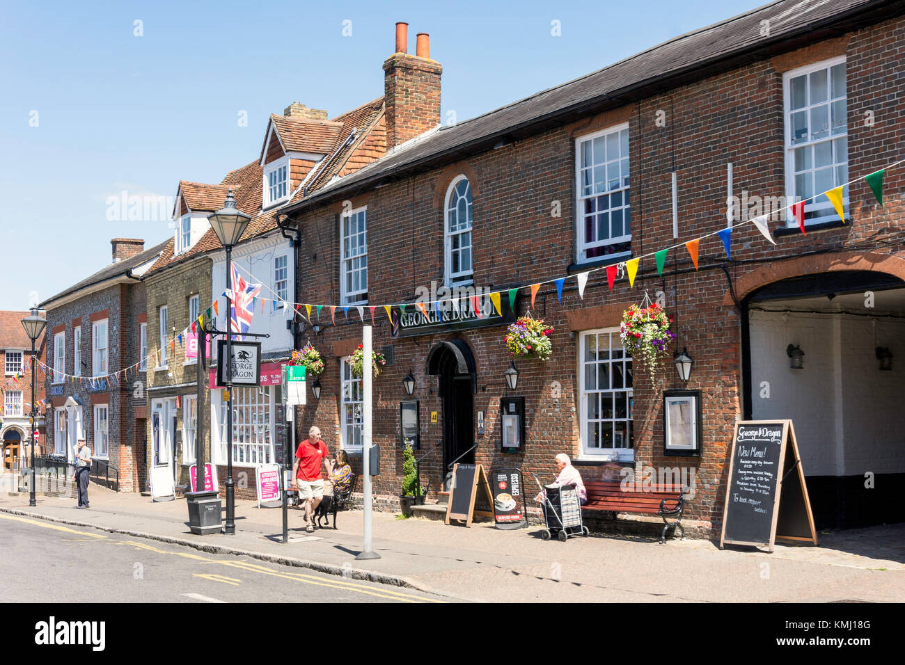 16. jahrhundert George & Dragon Pub, High Street, Princes Risborough, Buckinghamshire, England, Vereinigtes Königreich Stockfoto