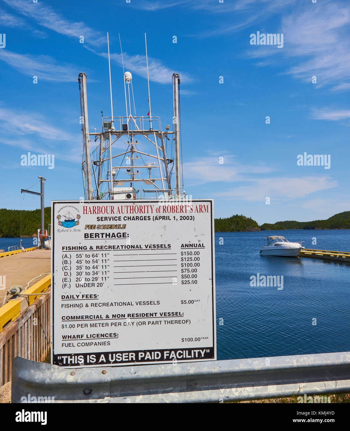Leistungsentgelte für Boote, Robert's Arm, Neufundland, Kanada Stockfoto