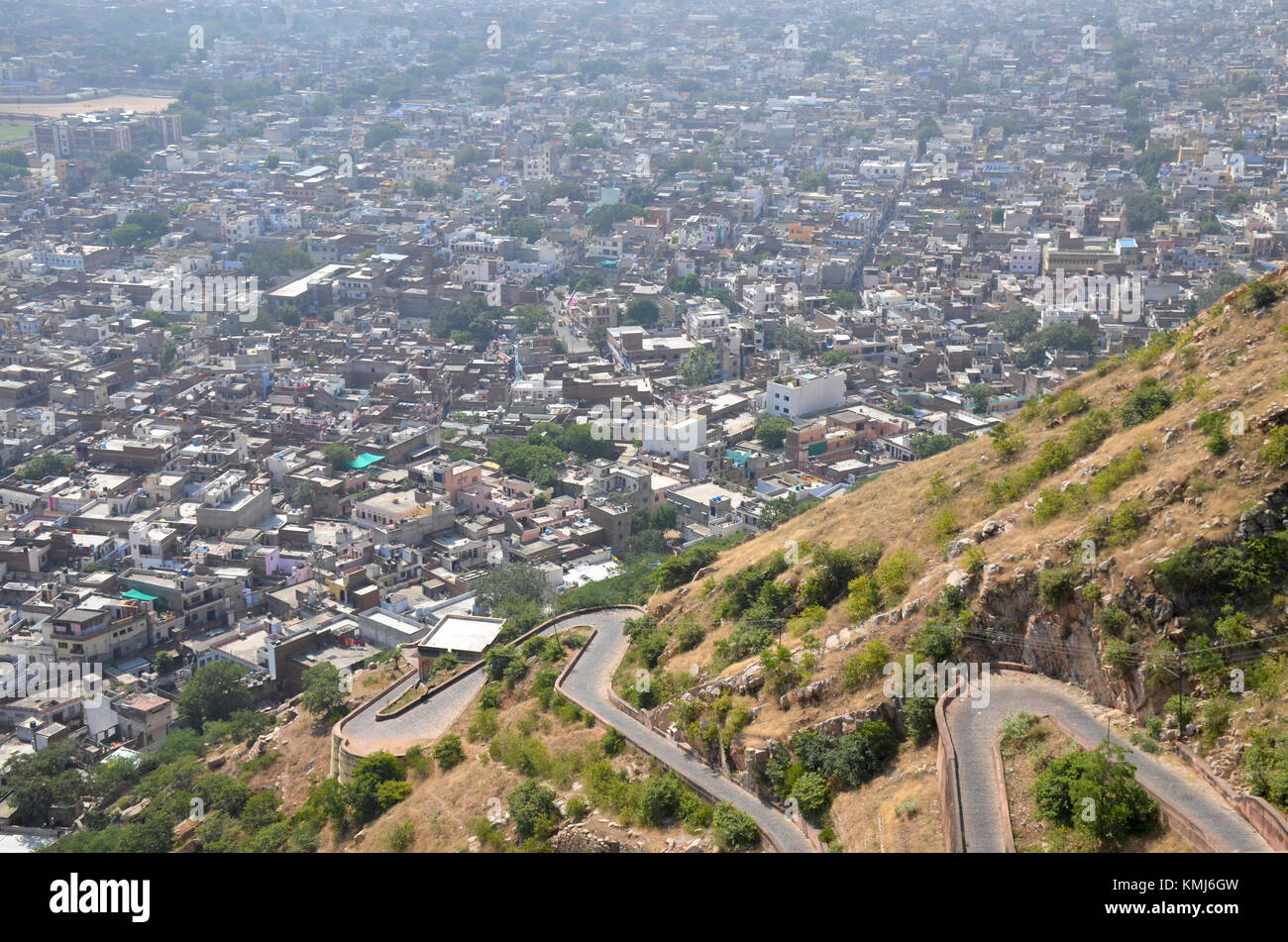 Architektur von Indien Jaipur fort Nakhargar Blick auf die Stadt von oben Stockfoto