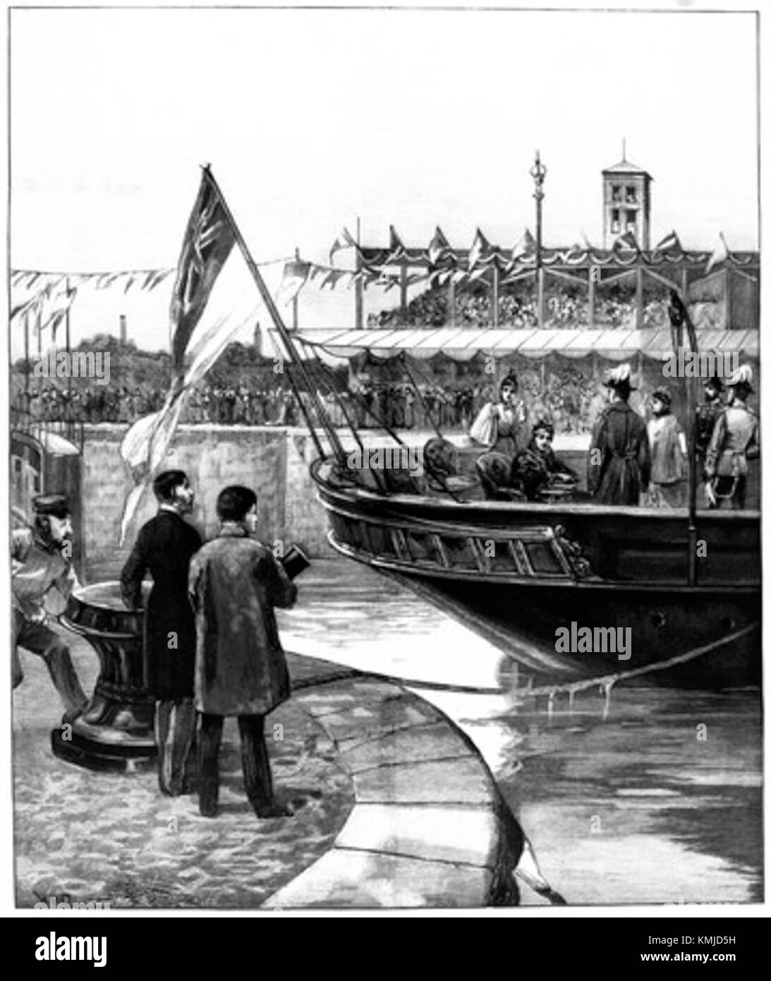 Queen Victoria eröffnet den Manchester Ship Canal Stockfoto