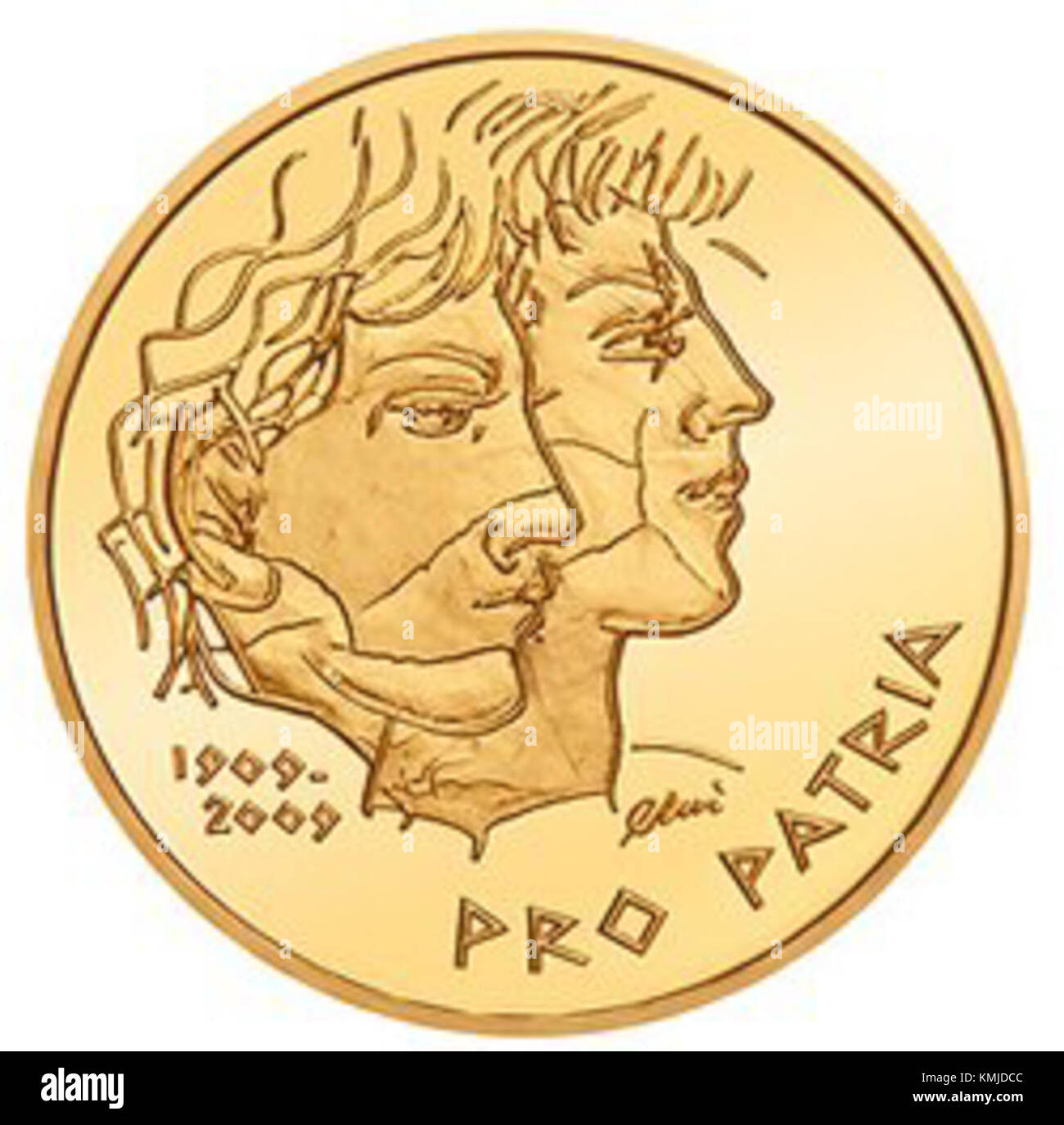 Die Vorderseite einer 2009 ausgegebenen Schweizer Gedenkmünze im Wert von 50 CHF spiegelt die Schweizer Numismatikkultur wider. Stockfoto