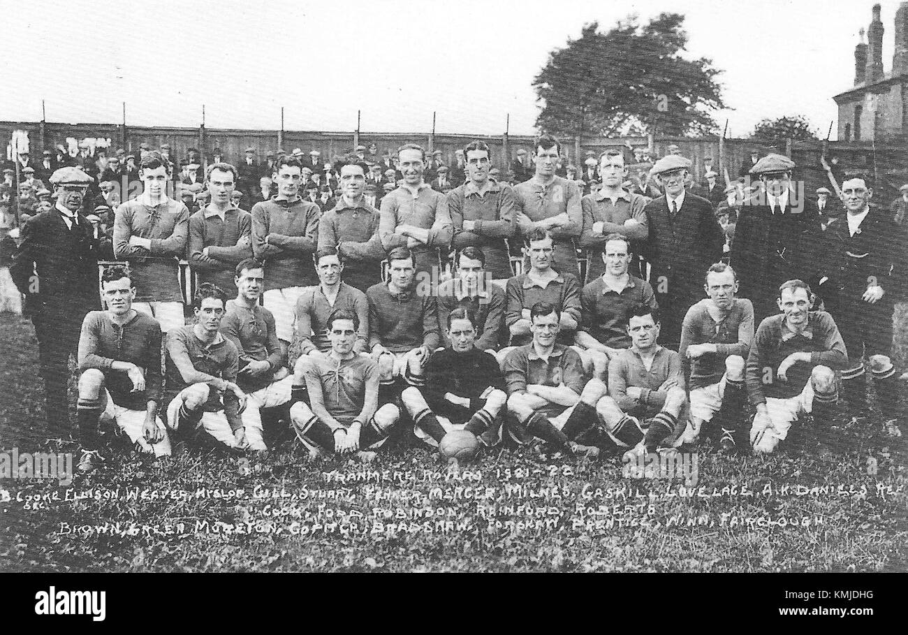 Der 1884 gegründete Tranmere Rovers Football Club hatte 1921 eine bemerkenswerte Saison. Es ist ein Fußballverein mit Sitz in Birkenhead, England, mit einer reichen Geschichte im englischen Fußball. Stockfoto