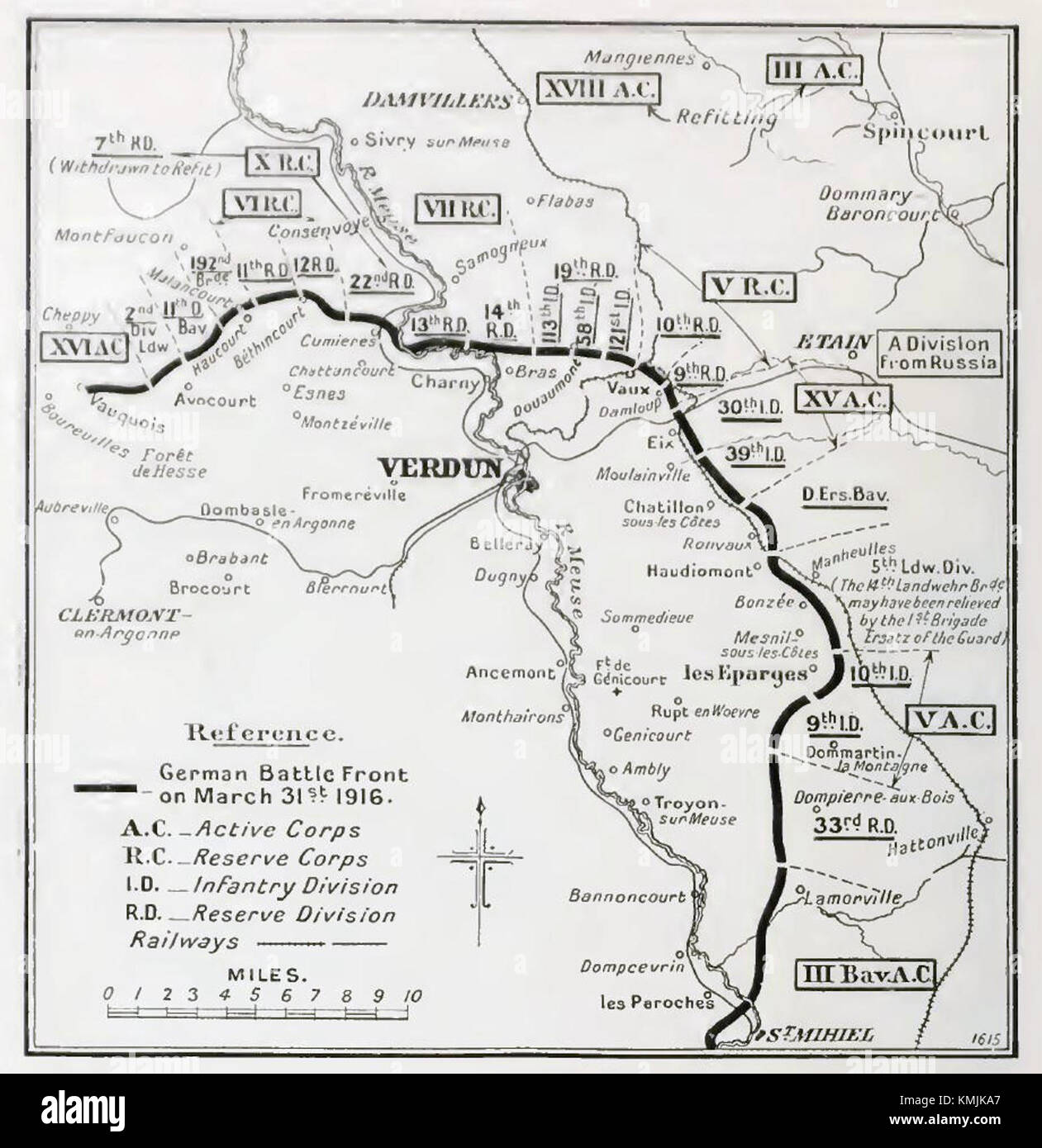 Deutsche Dispositionen, Verdun, 31. März 1916 Stockfoto