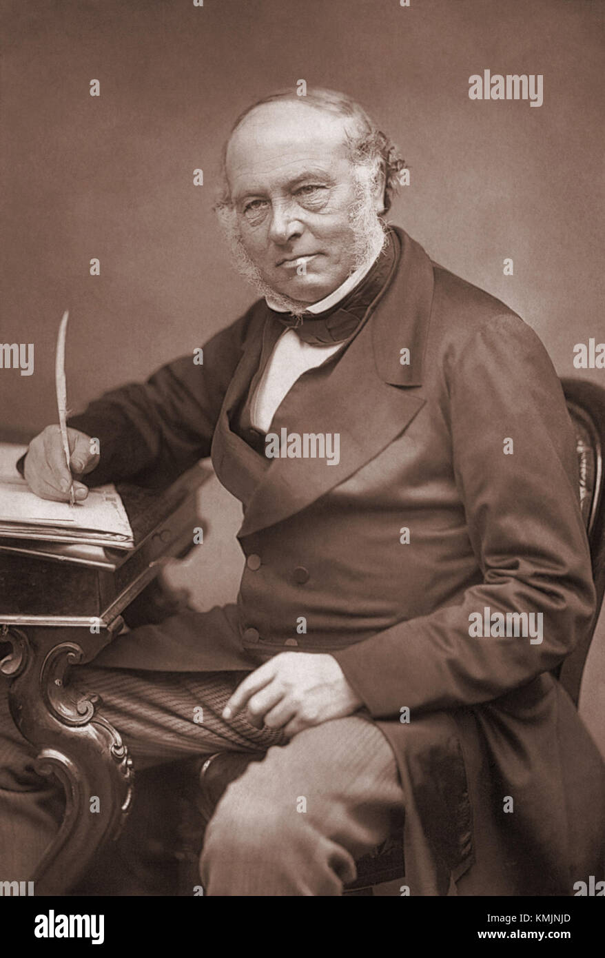 Dieses zugeschnittene Foto von Rowland Hill, einem britischen Erfinder und Sozialreformer, konzentriert sich auf seine Rolle bei der Entwicklung des modernen Postsystems. Hill wird für seine Beiträge zur Postreform im 19. Jahrhundert gefeiert. Stockfoto
