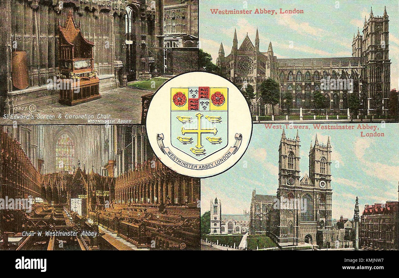 Westminster Abbey in London, England, ist eine historische gotische Kirche, die als Krönungsstätte für britische Monarchen diente. Es beherbergt auch die Gräber zahlreicher Monarchen und bedeutender Persönlichkeiten der britischen Geschichte. Stockfoto