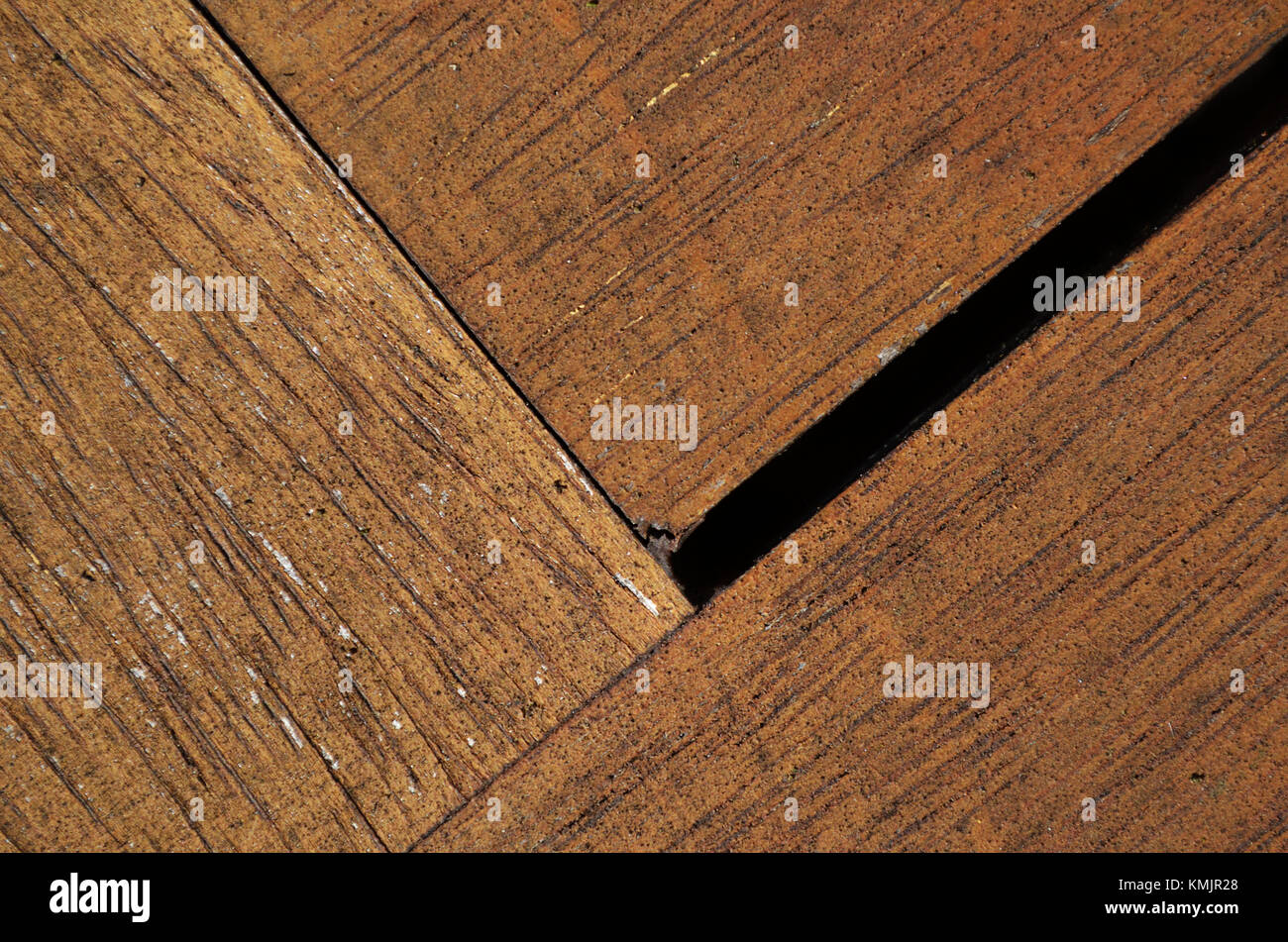 Nahaufnahme der hölzernen Tischplatte mit Holzmaserung Stockfoto