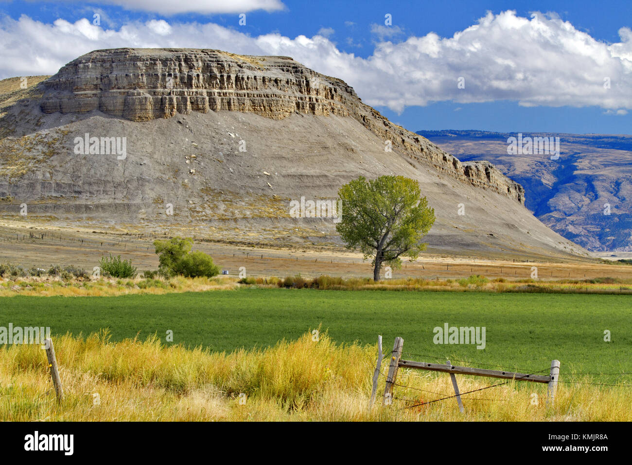 Malerische Ansicht des Vorgebirges Ranch in Wyoming in der Nähe von Reeves Ecke in ländlichen Big Horn County Stockfoto