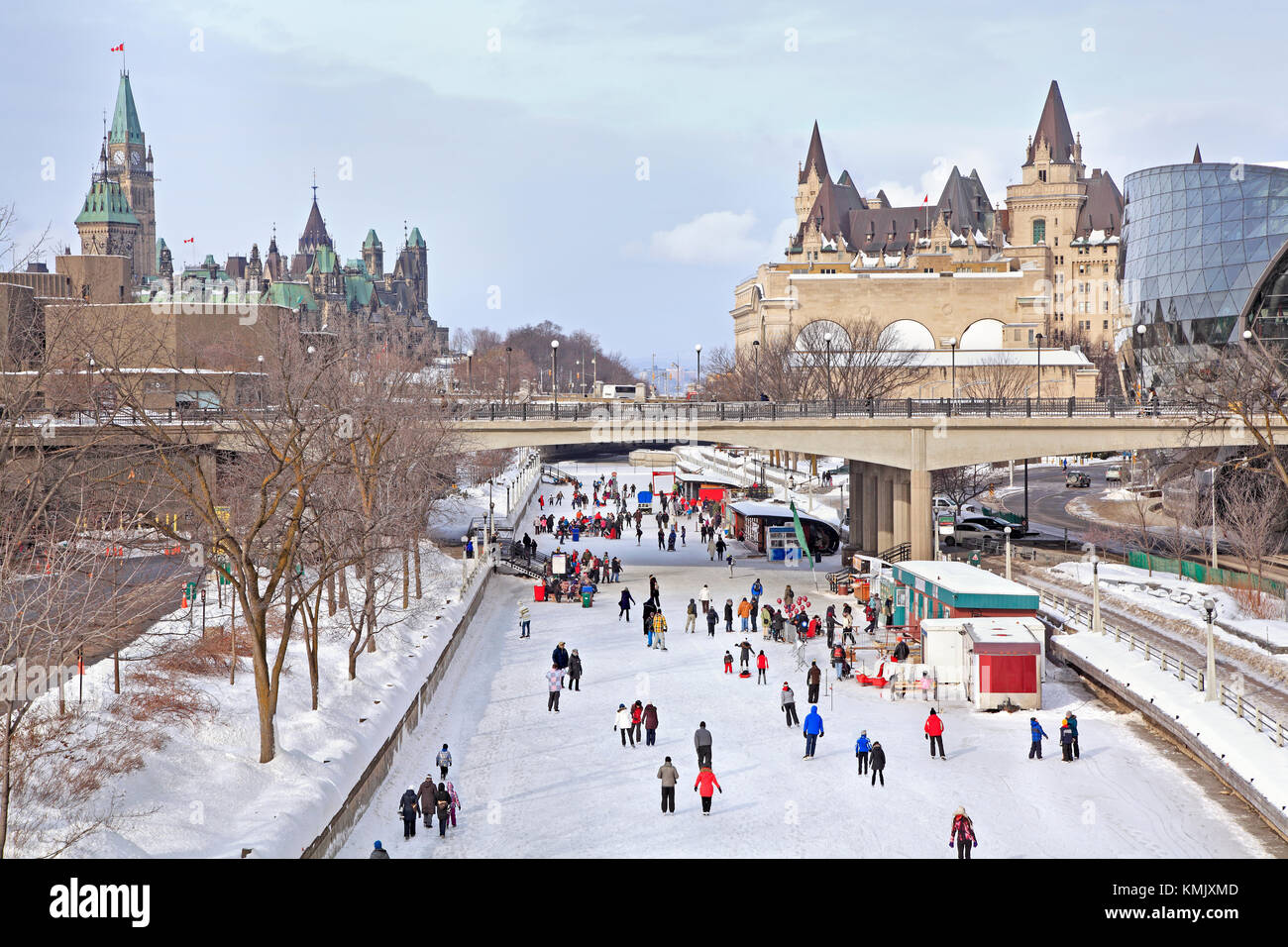 Rideau Kanal Eislaufbahn im Winter, Ottawa, Kanada Stockfoto