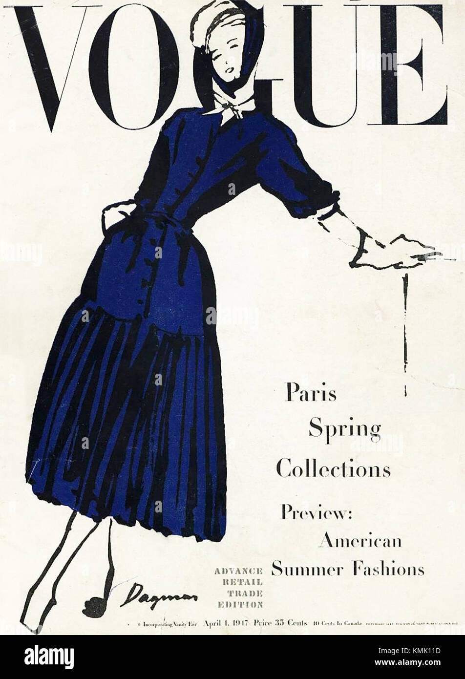 Vordere Abdeckung Magazin Vogue April 1947 Stockfoto