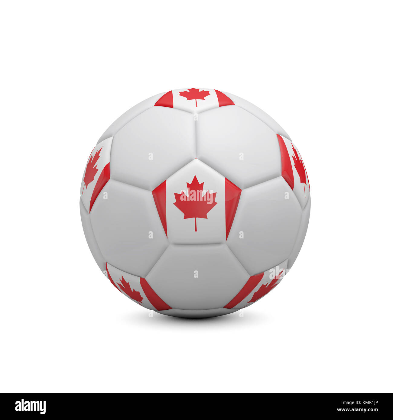 Fußball-Fußball mit Kanada Flagge. 3D-Rendering Stockfoto