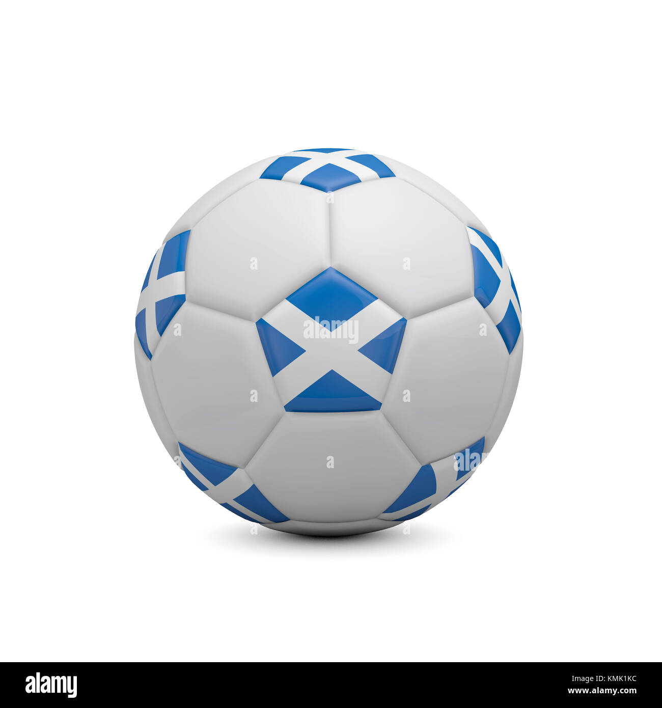 Fußball-Fußball mit Schottland Flagge. 3D-Rendering Stockfoto
