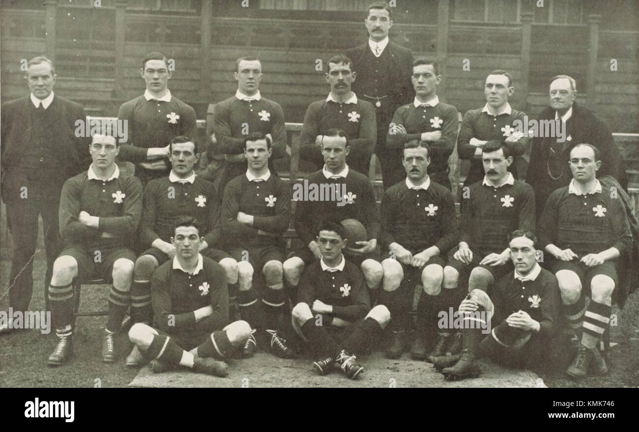 Wales Team für das Original All Blacks Spiel Dezember 1905 - abgeschnitten Stockfoto