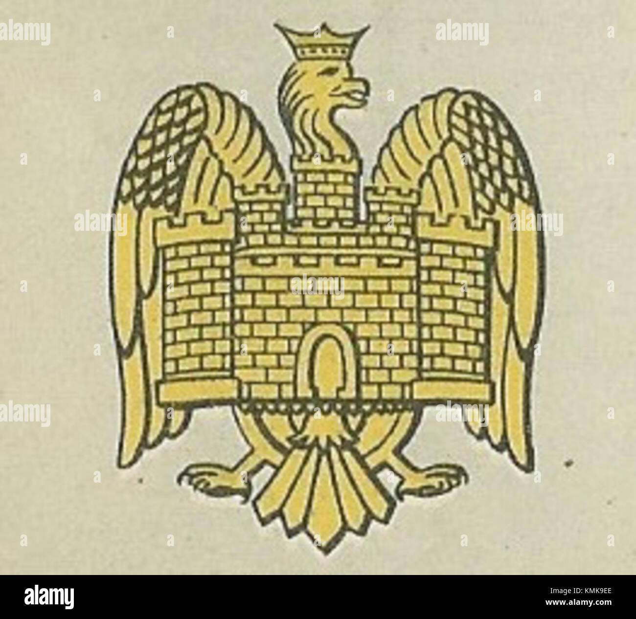 Die Bedfordshire Yeomanry war eine britische Territorialarmeeeinheit, deren Abzeichen ihr Erbe und ihre Militärgeschichte repräsentieren. Dieses Kennzeichen wird oft als Symbol für den Service und das Engagement des Geräts verwendet. Stockfoto