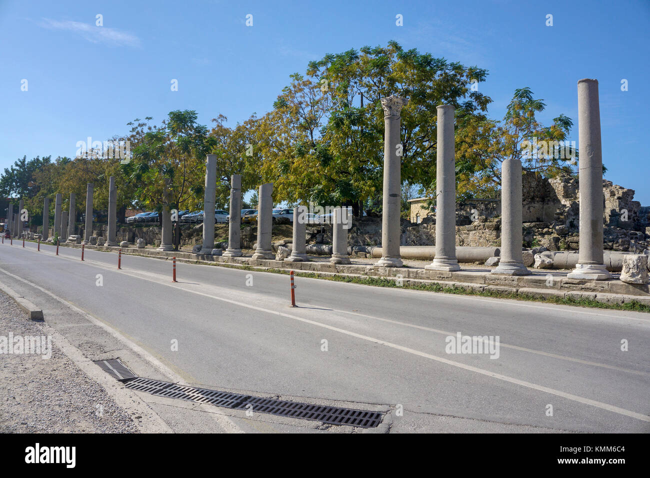 Säule Street, Reste der alten Seite, Manavgat, Türkische Riviera, Türkei Stockfoto