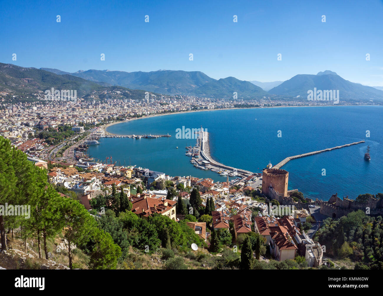 Der Rote Turm (Kizil Kule), Sehenswürdigkeiten von Alanya, Türkische Riviera, Türkei Stockfoto