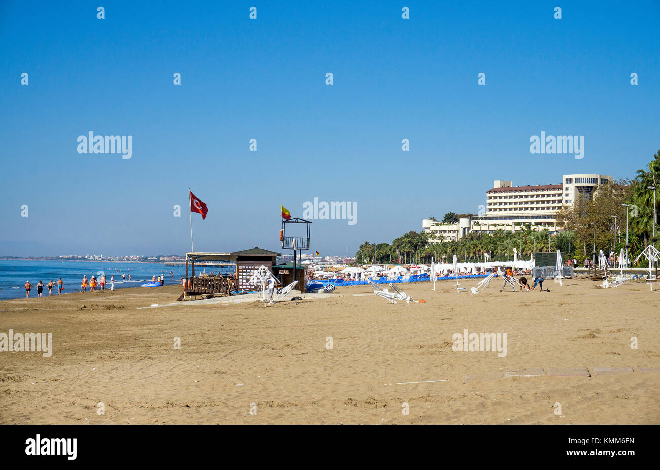 Strand von Side, Provinz Antalya, Türkische Riviera, Türkei Stockfoto