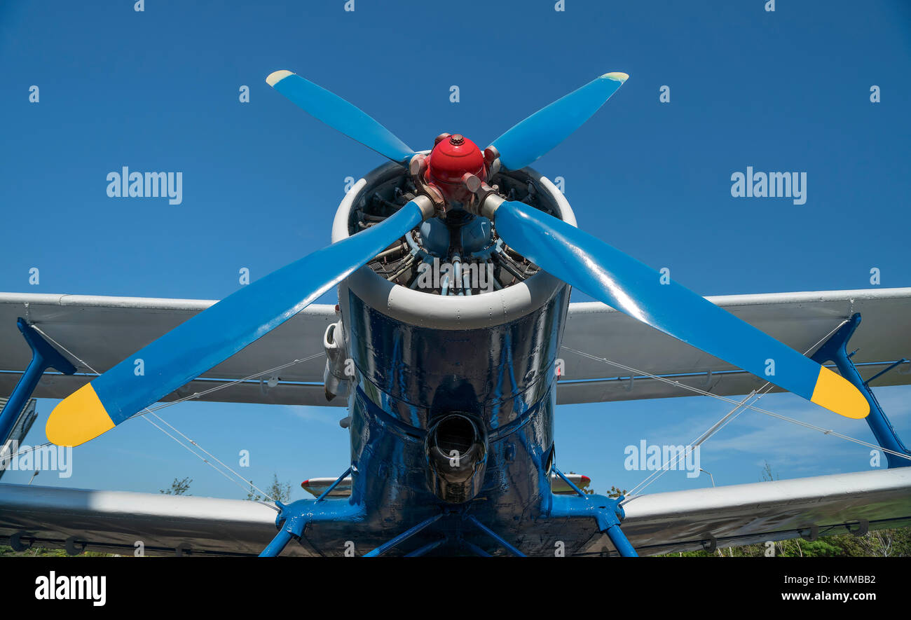 Flugzeug Propeller mit Motor vorne Stockfoto