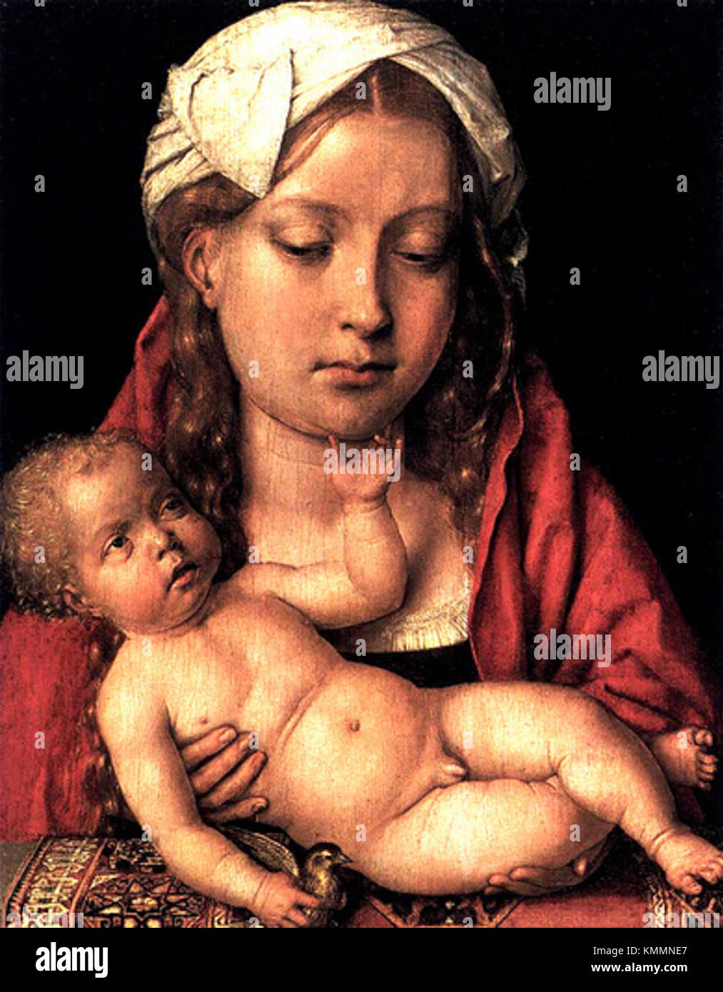 Dieses Porträt von Katherine von Aragon als Madonna stellt sie als Symbol der Gnade und Frömmigkeit dar. In der Renaissance gemalt, spiegelt sie die Idealisierung der Frauen in der religiösen Ikonographie wider. Katherine war die erste Ehefrau von Heinrich VIII. Und eine Schlüsselfigur der englischen Geschichte. Stockfoto