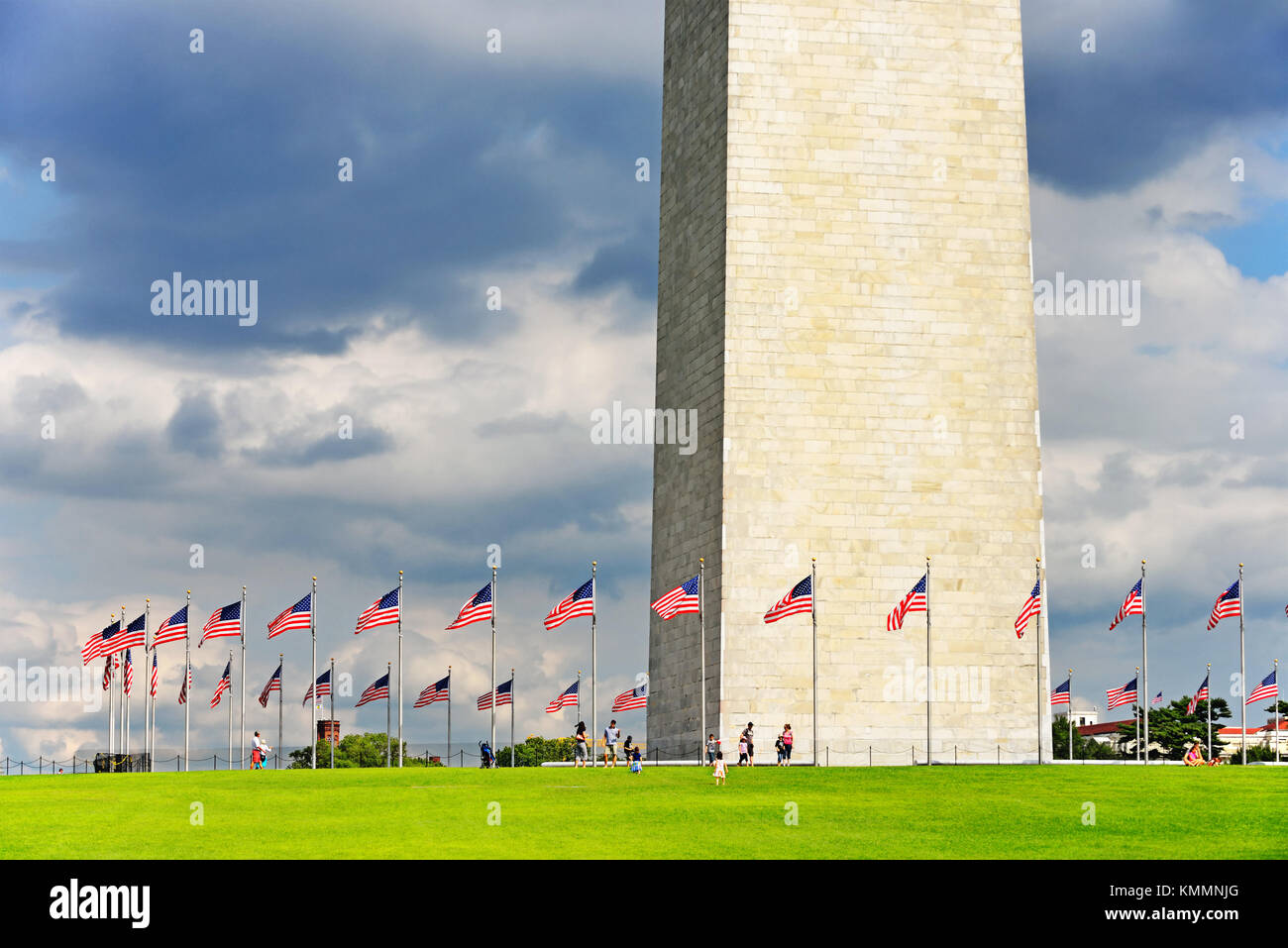 Detail von George Washington Monument, in Washington, DC, Hervorhebung der massive Ausmaße des Obelisken, der höchste Stein Struktur in der Welt. Stockfoto