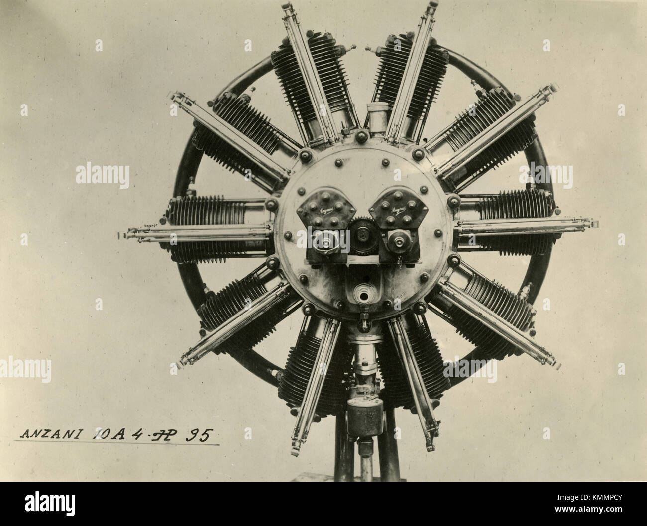 Anzani 10 A4 HP 35 Flugzeug Sternmotor 10 Zylinder, Italien 1910 s Stockfoto
