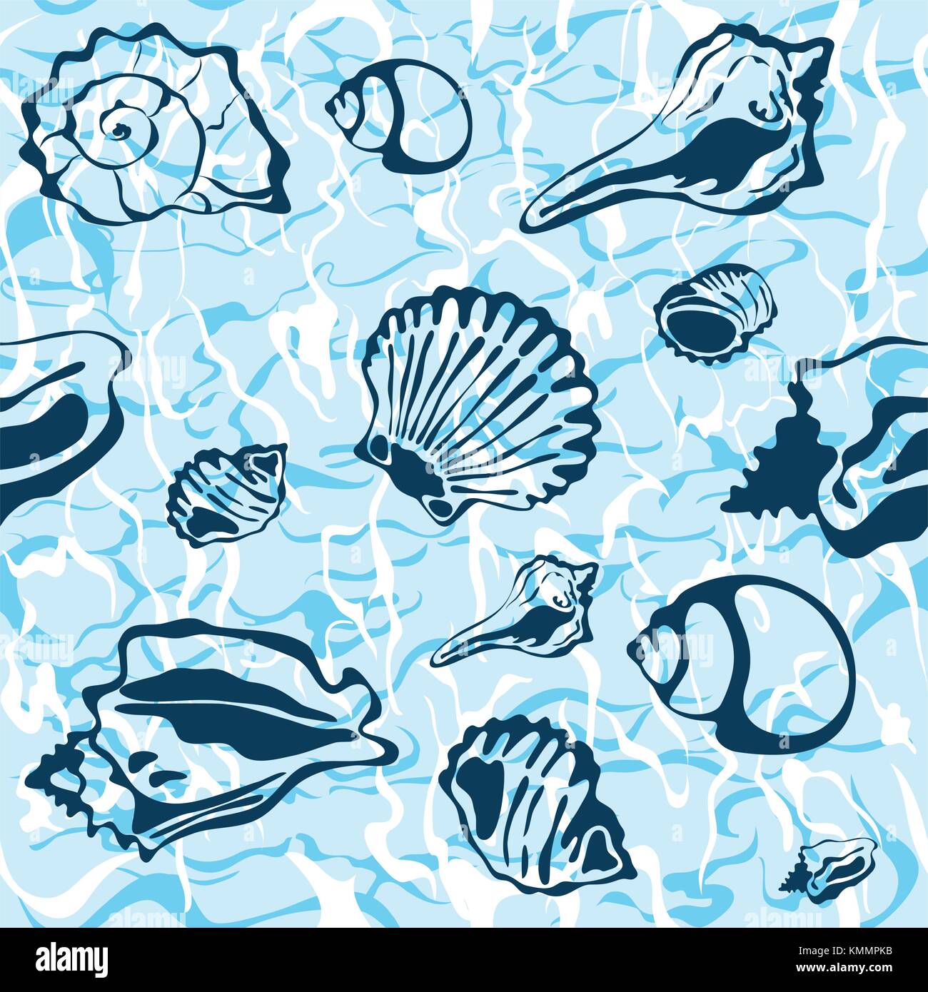 Nahtlose seashell Hintergrund, marine Vektor Muster Stock Vektor