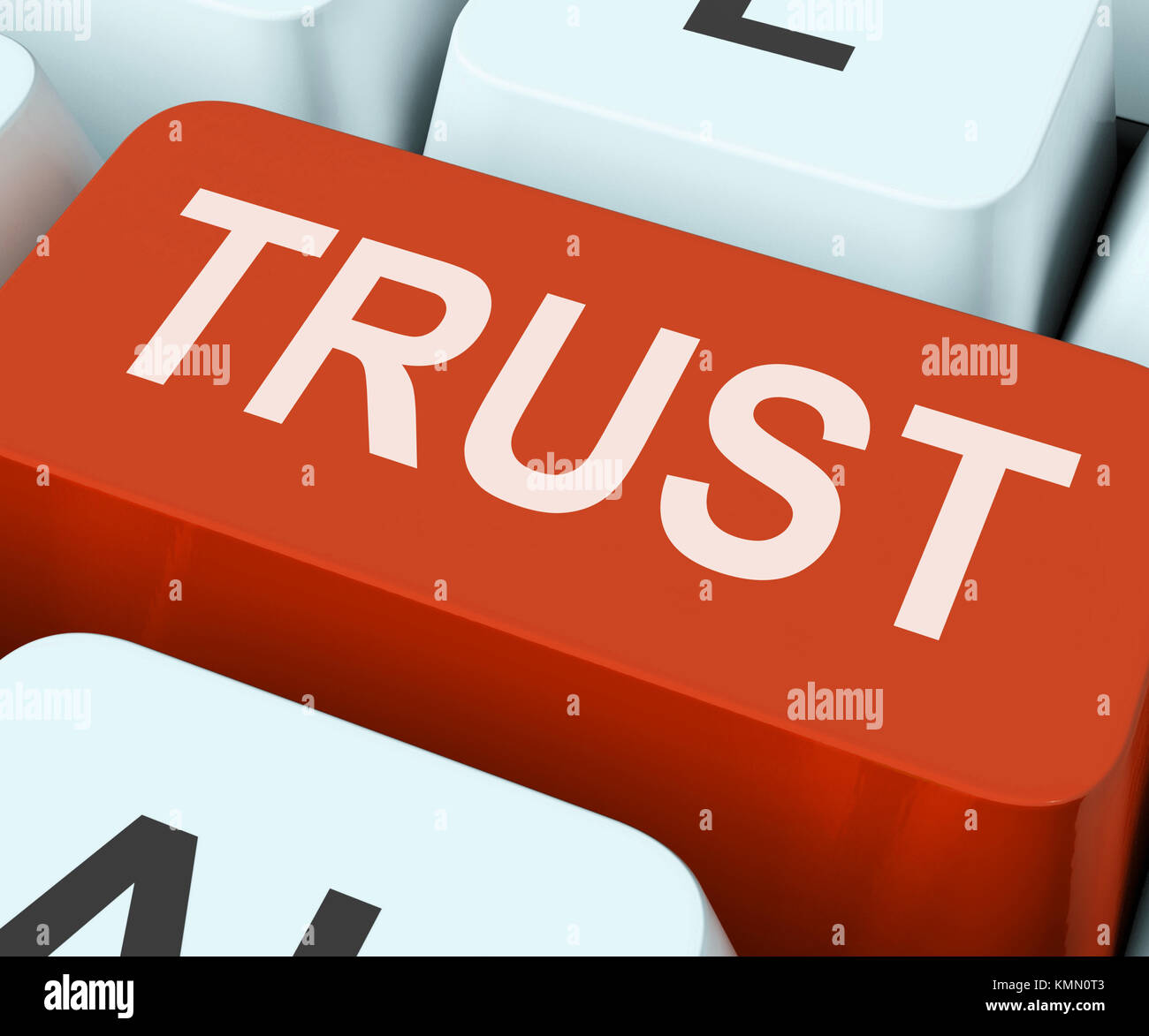 Vertrauen Taste auf der Tastatur Bedeutung glauben Glauben oder vertrauensvolle Stockfoto