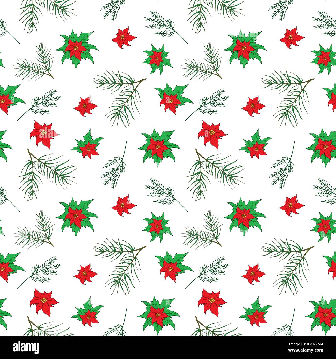 Neues Jahr Und Weihnachten Hand Gezeichnet Pflanzen