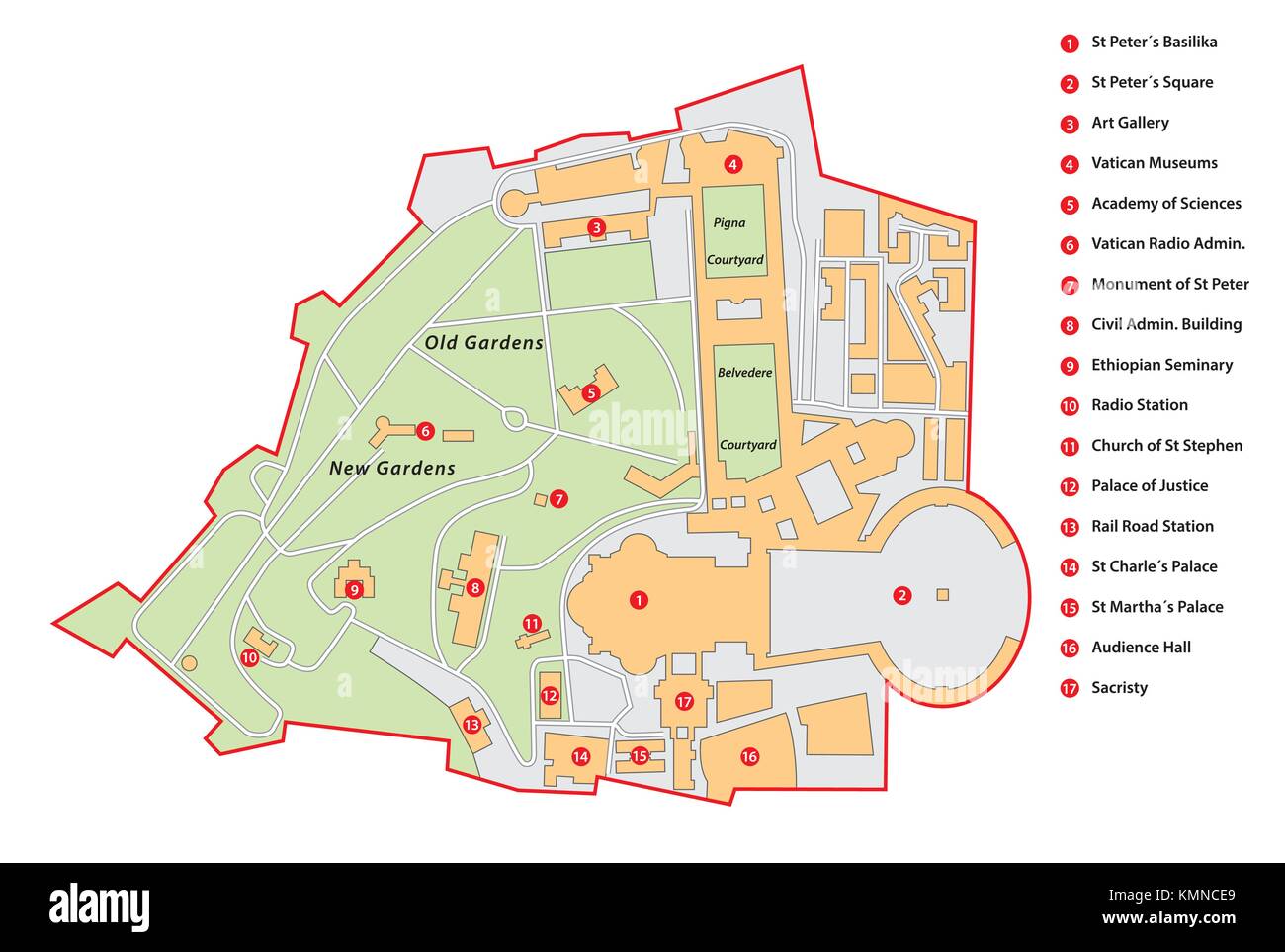 Vatikanstadt Vektorkarte Stock Vektor