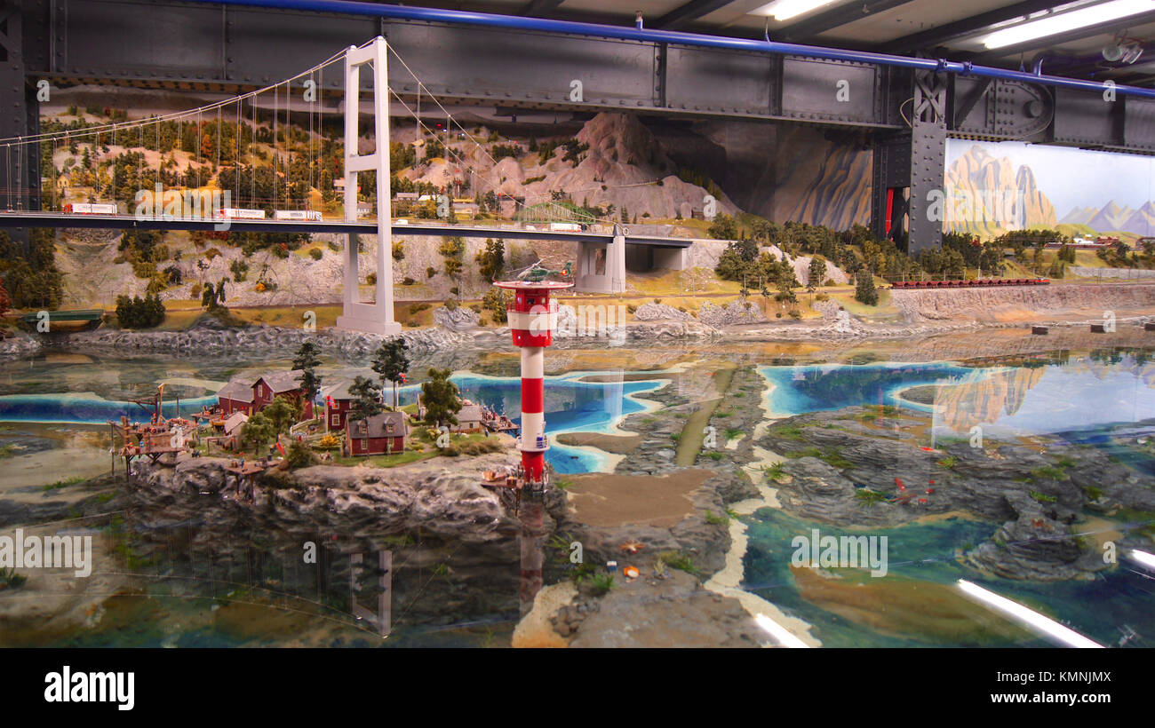 HAMBURG, DEUTSCHLAND - 8. März, 2014: Miniatur Wunderland ist ein Modell der Anziehung und der größte seiner Art in der Welt Stockfoto