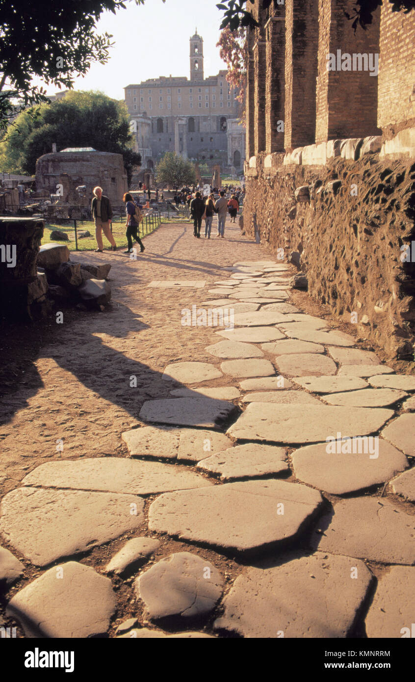 Alten Pflastersteinen. Forum Romanum. Rom. Italien Stockfoto