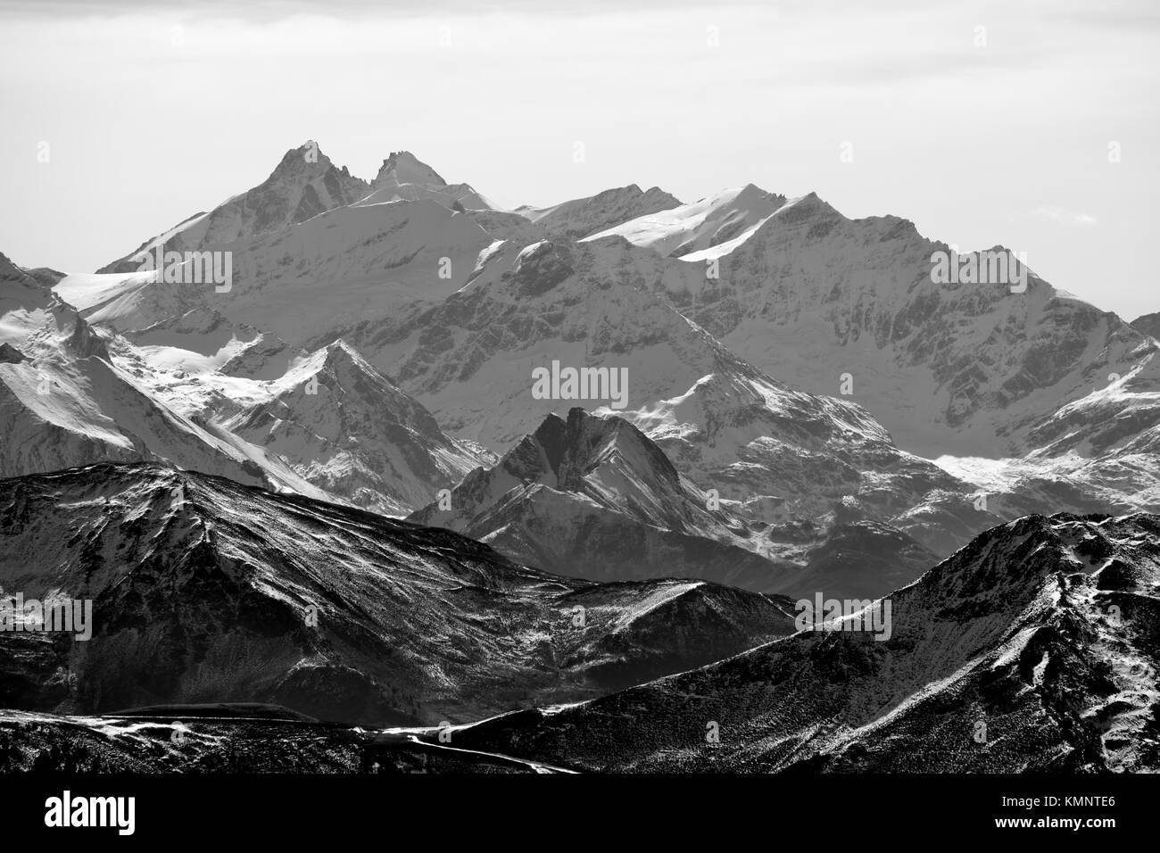 Großglockner, Österreichs höchsten Berg, an der Hohen Tauern, Monochrom Stockfoto