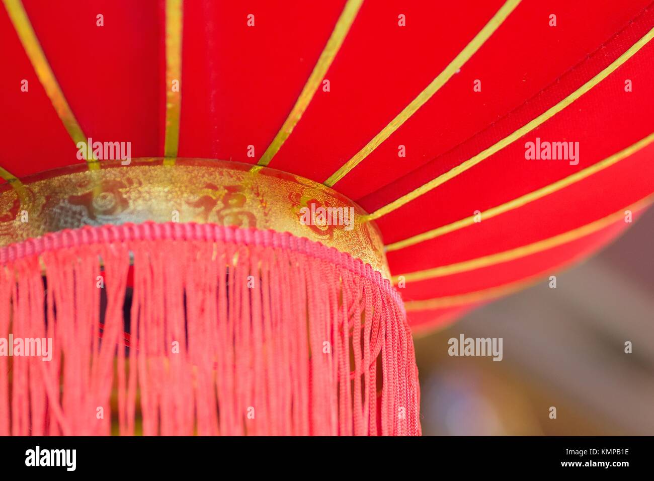 Makro Textur von leuchtenden roten Lampions in horizontaler Rahmen Stockfoto