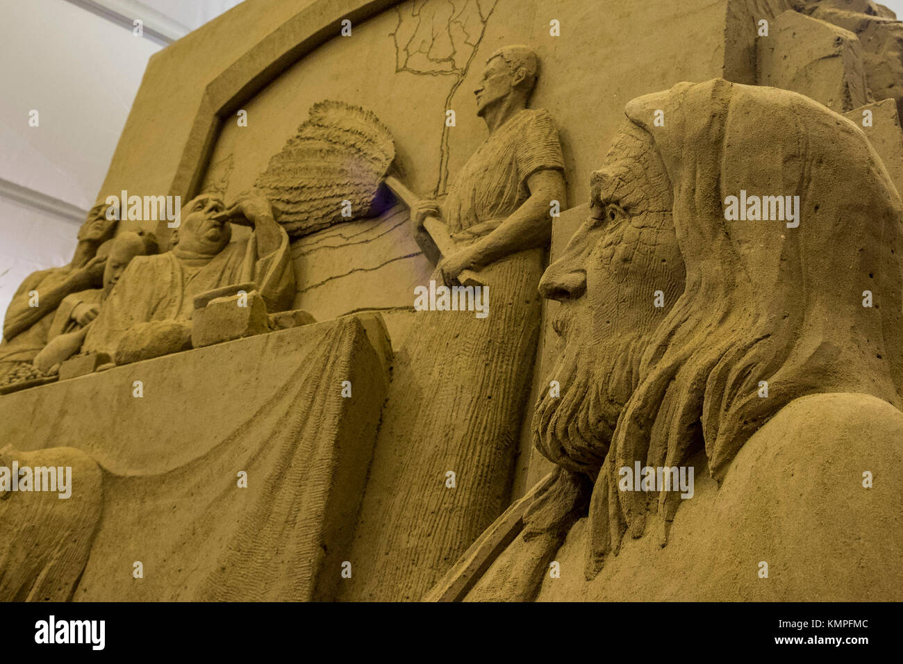 Jesolo, Italien. 8. Dezember, 2017. Heute Einweihung der sand Krippe in Jesolo am 8. Dezember 2017, in Jesolo, Italien. Credit: Alessandro Mazzola/Erwachen/alamy Leben Nachrichten Stockfoto