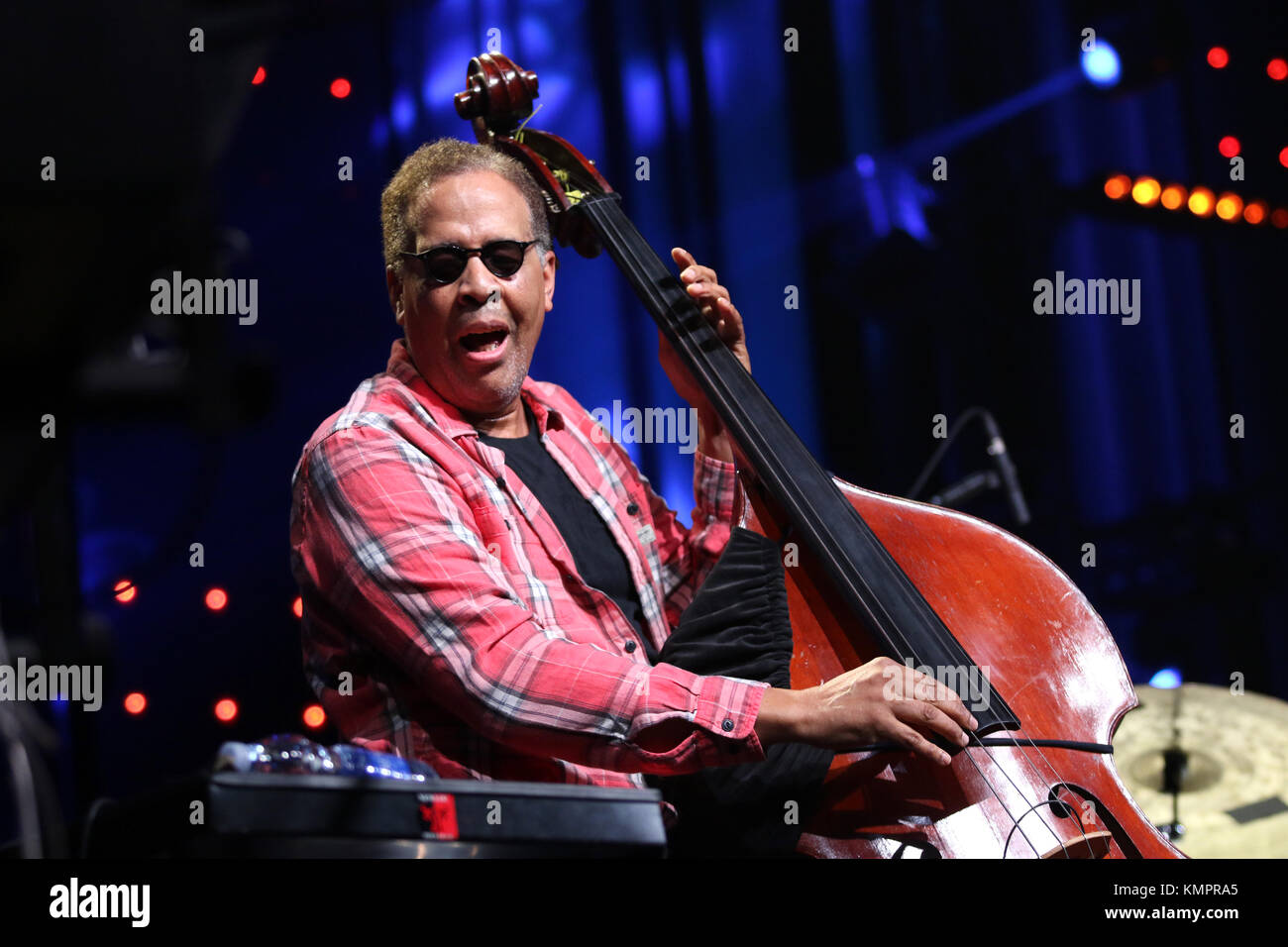 Marciac (Frankreich), 3. August 2017, 40th Jazz Festival in Marciac Konzert der Band Stanley Clarke Stanley Clarke (Basse contrebasse) Cameron gravesi (kbds) beka goschiahivili (Klavier kbds) Mike Mitchell (Batterie dms) Credit: sebastien lapeyrere/alamy Leben Nachrichten. Stockfoto