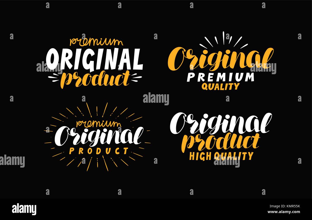 Original Produkt, Qualität Logo oder Schriftzug Vector Illustration label. Stock Vektor