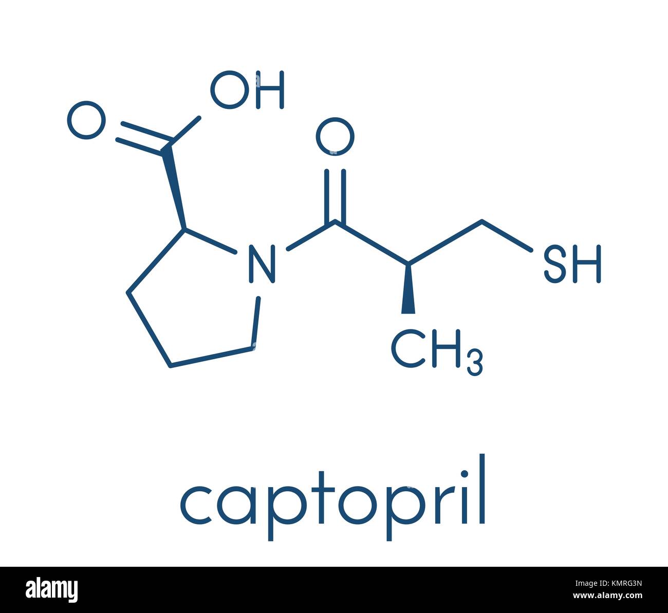 Captopril Bluthochdruck (Hypertonie) Droge. Ein  Angiotensin-Conversions-Enzym-Hemmer (ACE-Hemmer) Skelettmuskulatur Formel  Stock-Vektorgrafik - Alamy