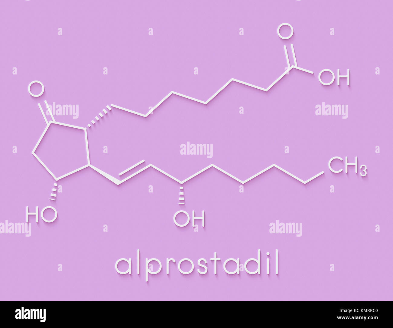 Alprostadil (Prostaglandin E1) Erektile Dysfunktion Molekül. Skelettmuskulatur Formel. Stockfoto