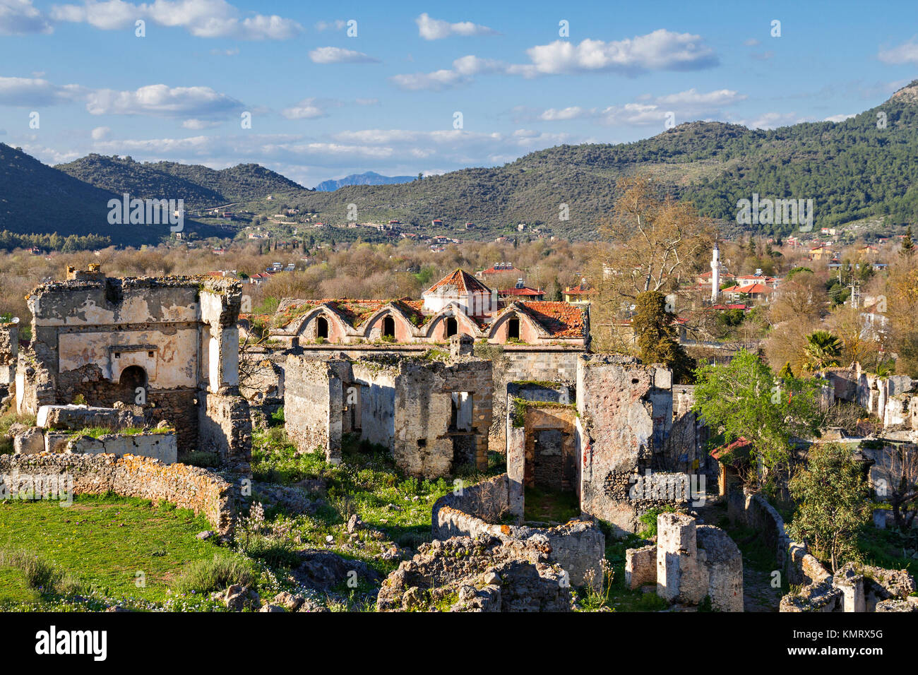 Verlassene Häuser und Ruinen von Kayaköy Village, Fethiye, Türkei Stockfoto