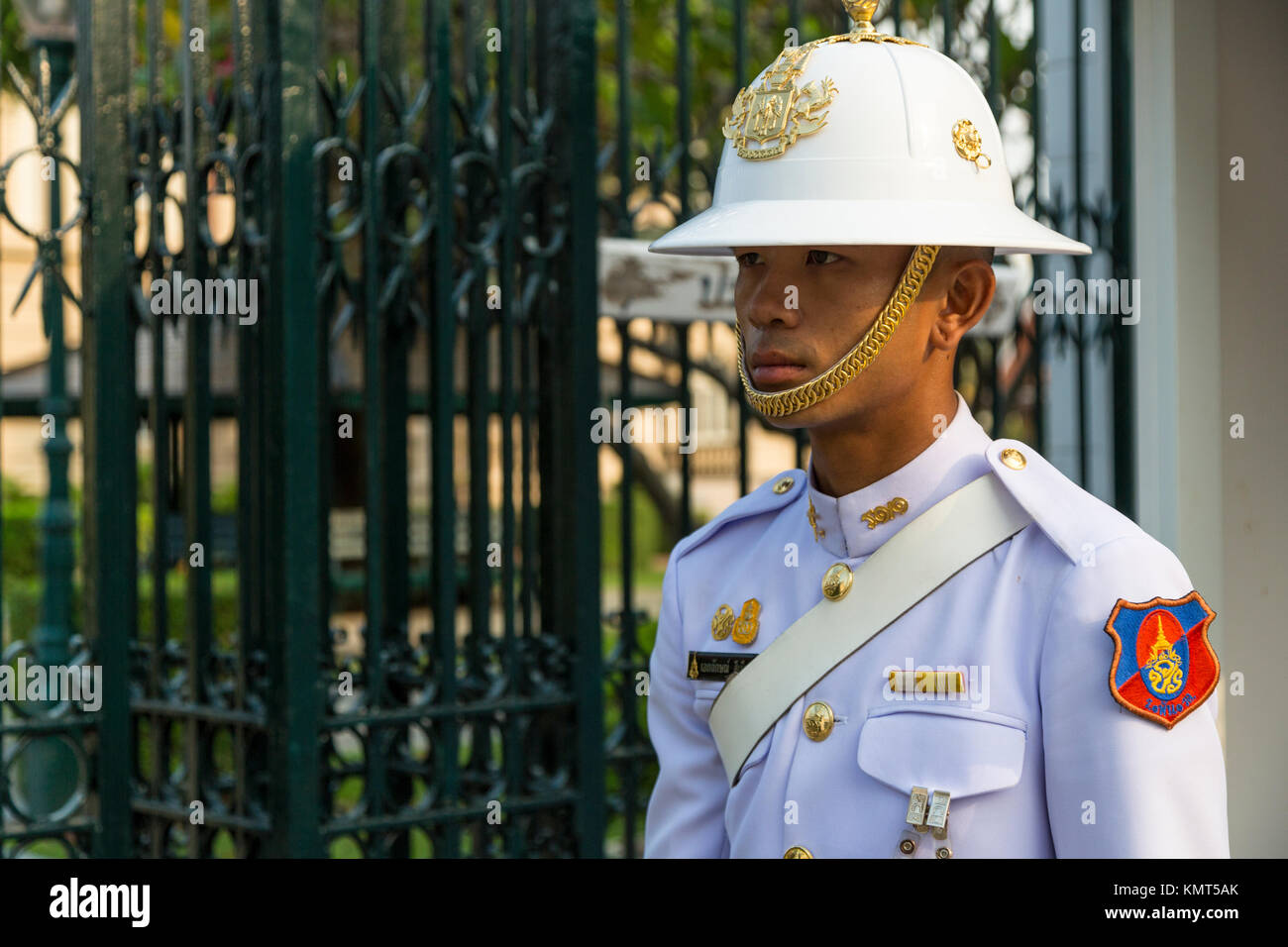 Bangkok, Thailand. Schutz am Royal Grand Palace. Stockfoto