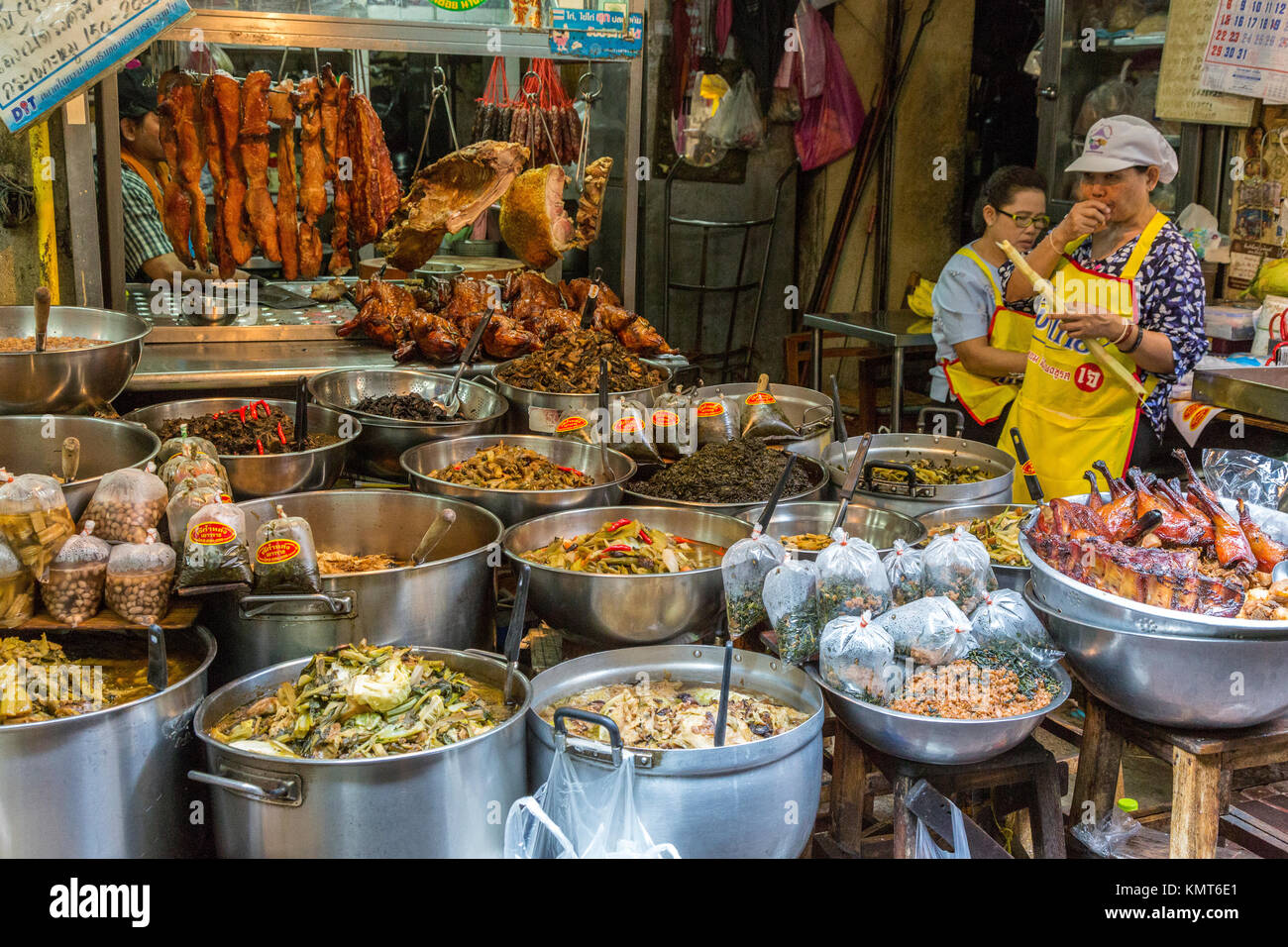 Bangkok, Thailand. Straßenszene in der chinesischen Food Market, Chinatown. Stockfoto