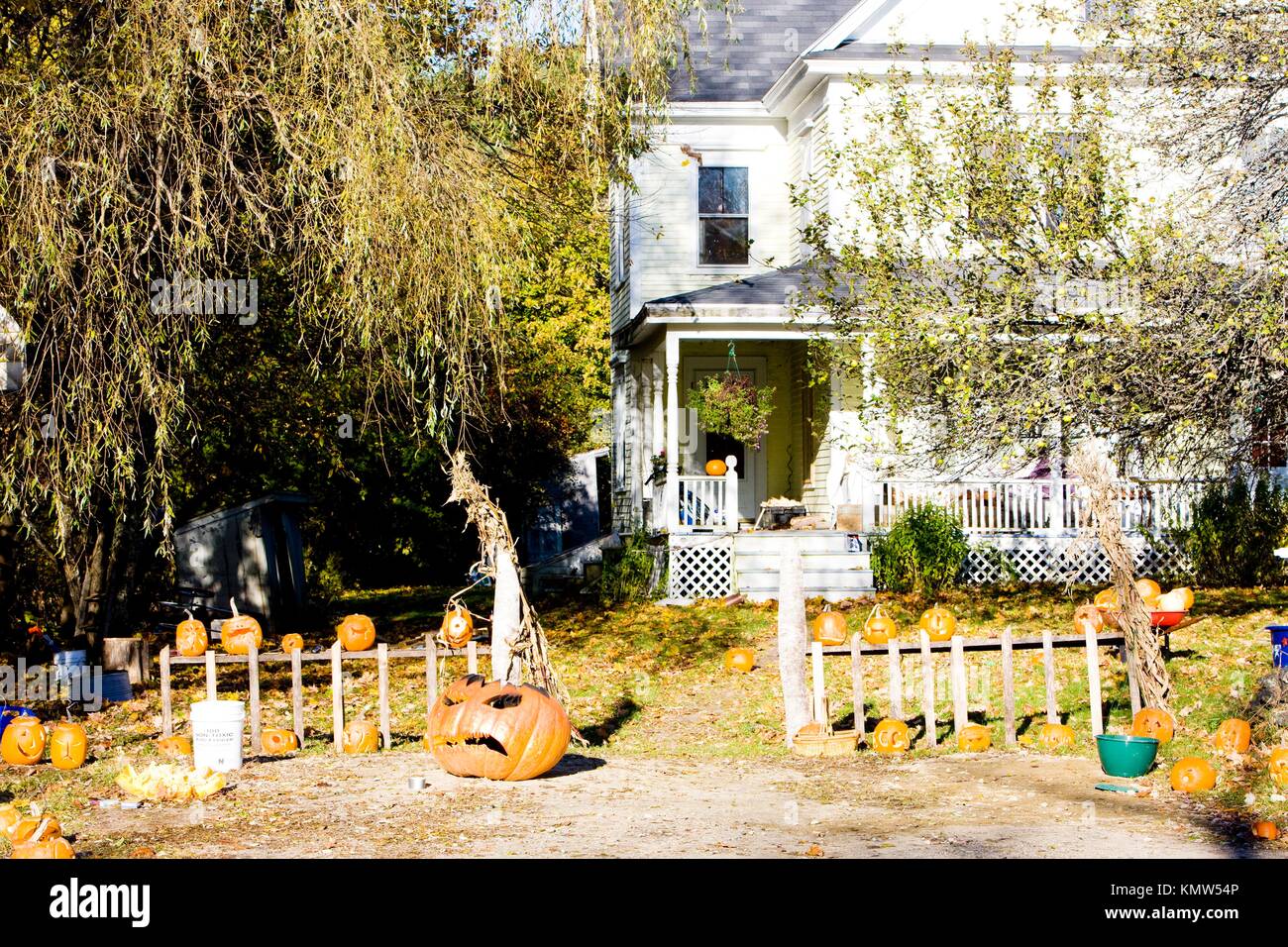 Eingerichtete Haus für Halloween, Maine, USA Stockfoto, Bild