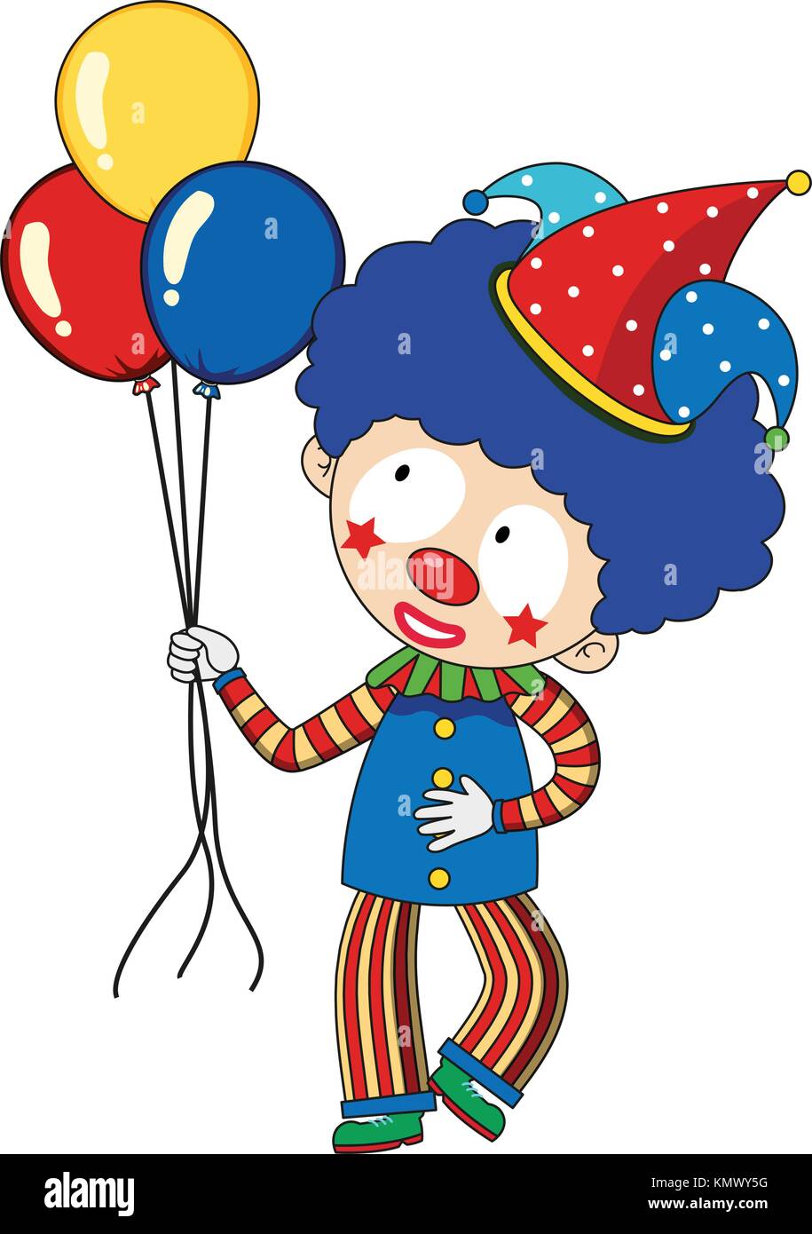 Happy Clown mit bunten Luftballons Abbildung Stock-Vektorgrafik - Alamy