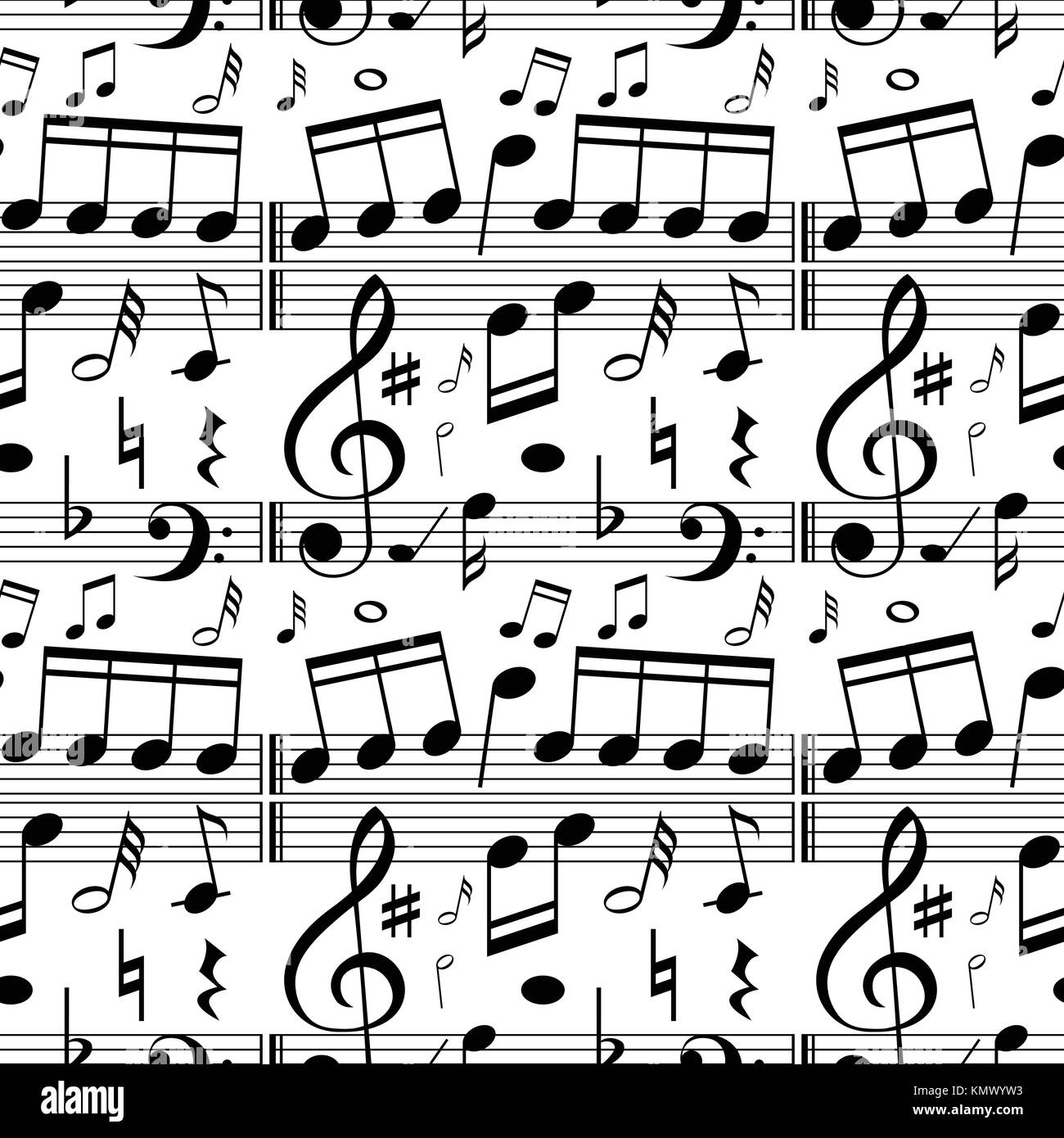Nahtlose Hintergrund mit Noten auf Skalen Abbildung Stock Vektor