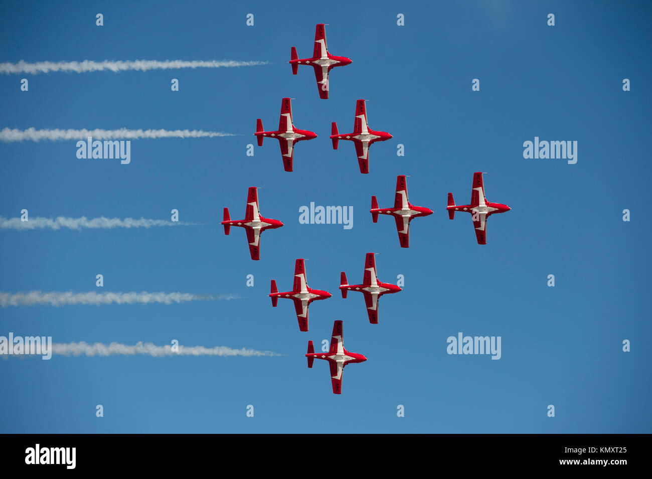 Royal Canadian Snowbirds fliegen in die 'Silver Dart 'Bildung im 'Gowen Thunder 2017 Airshow" gowen Field in Boise Idaho am 14. Oktober 2017 Stockfoto