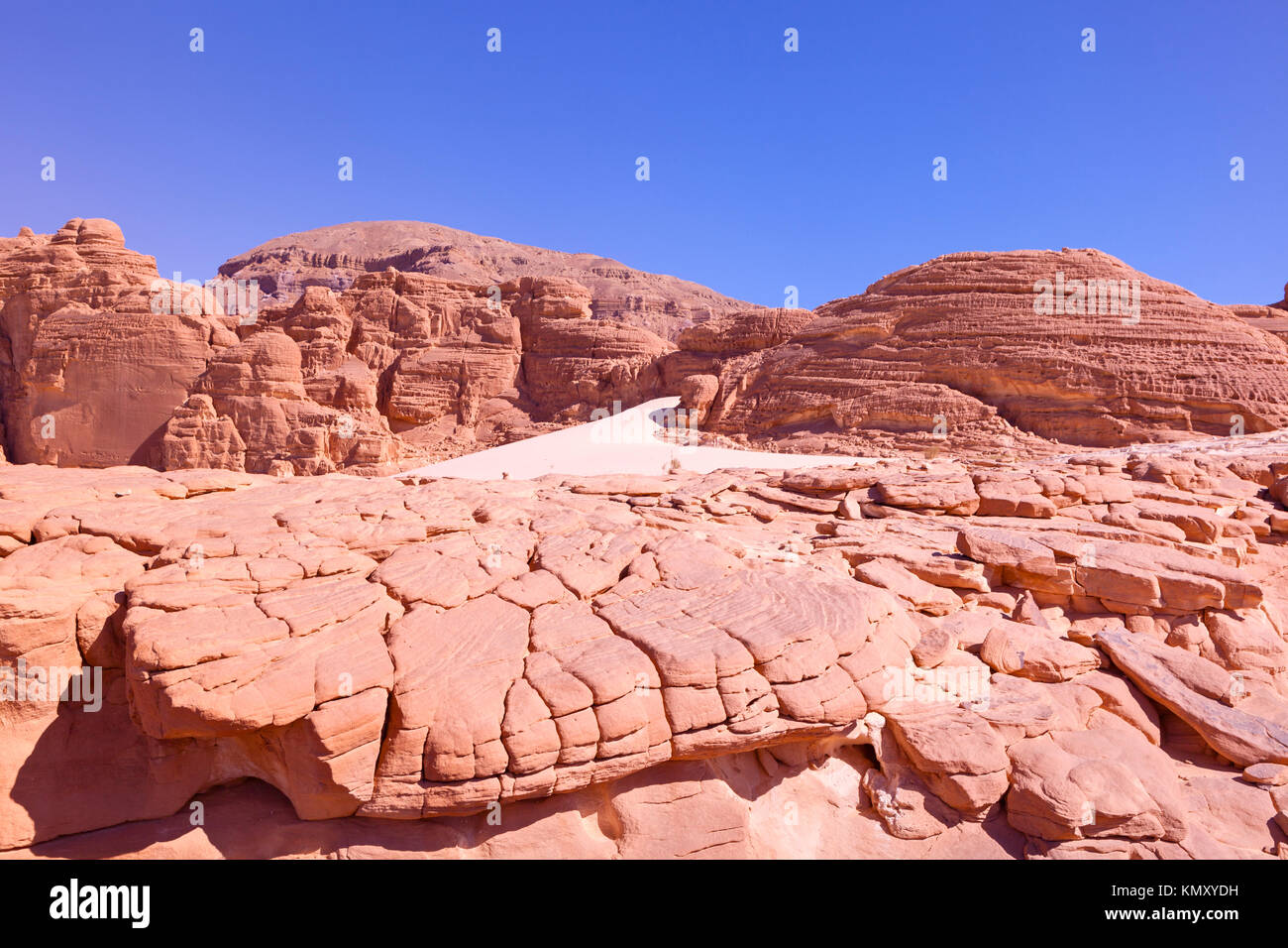 Steinige wüste Landschaft in der Nähe des White Canyon, Sinai, Ägypten Stockfoto