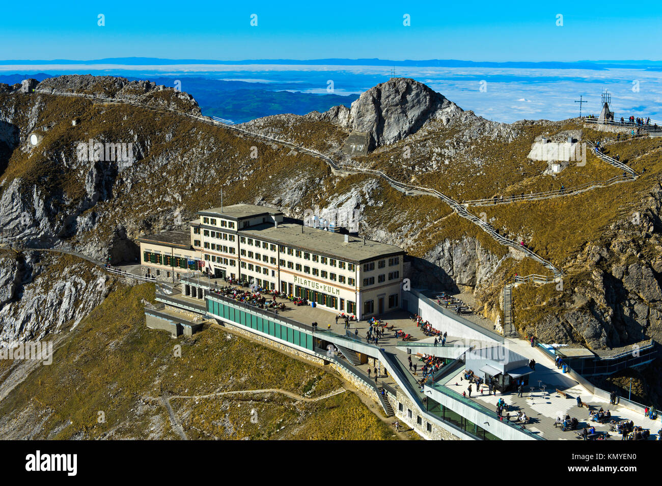 Historische Mountain Hotel pilatus-kulm, Pilatus massiv, Alpnachstad in