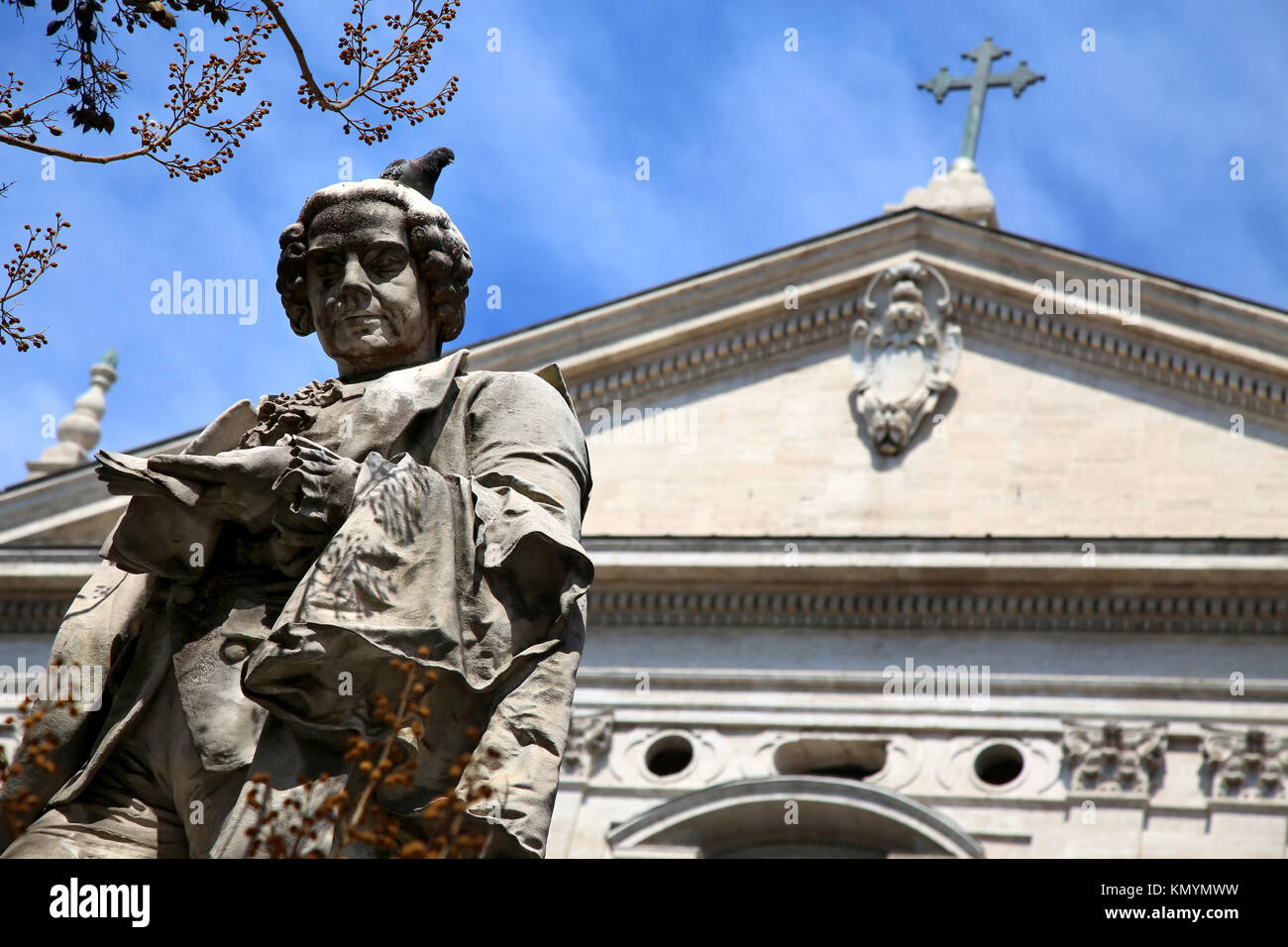 Statue dichter Pietro Metastasio im Corso Vittorio Emanuele II, Rome, Italien Stockfoto