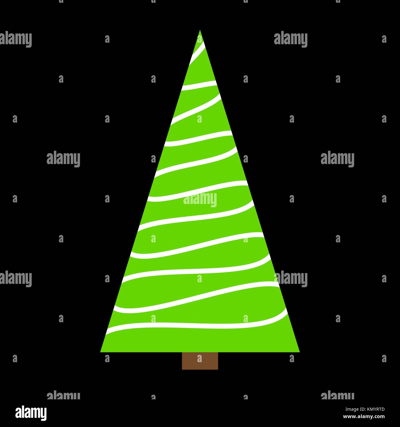 Weihnachtsbaum grün einfache Grobentwurf auf schwarzem Hintergrund Stock Vektor